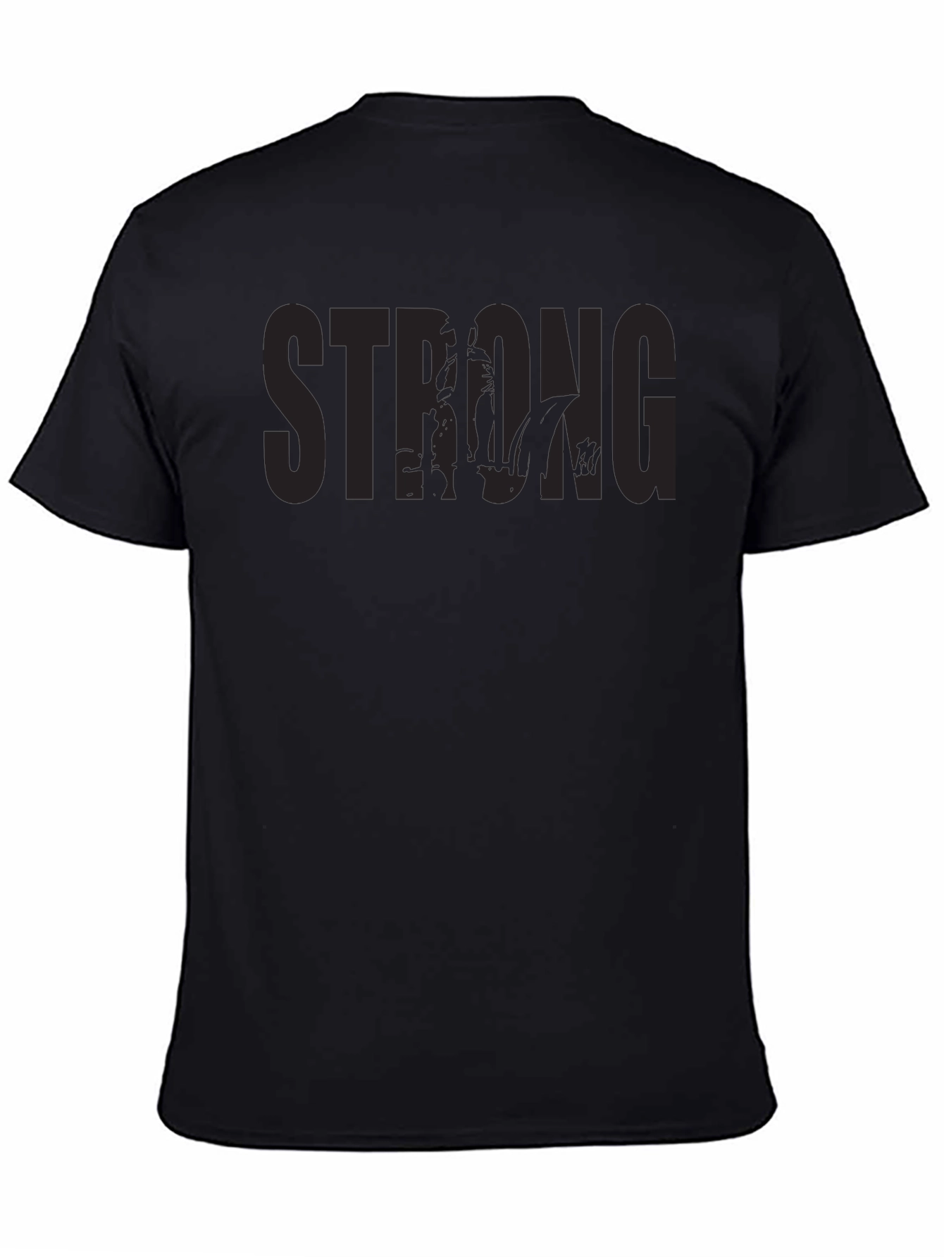 Mens Black Strong Graphic Print T-Shirt