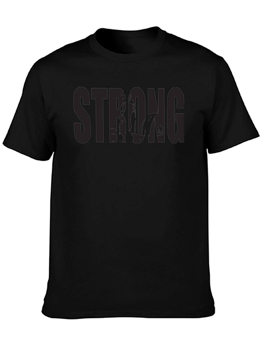 Mens Black Strong Graphic Print T-Shirt