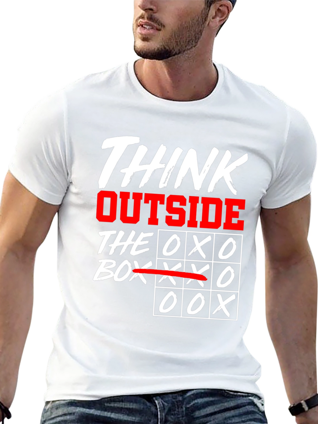 Think Outside the Box T-Shirt - Tic-Tac-Toe Design