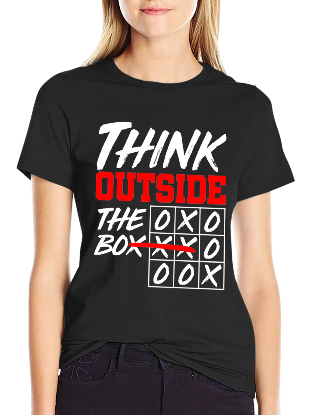 Think Outside the Box T-Shirt - Tic-Tac-Toe Design