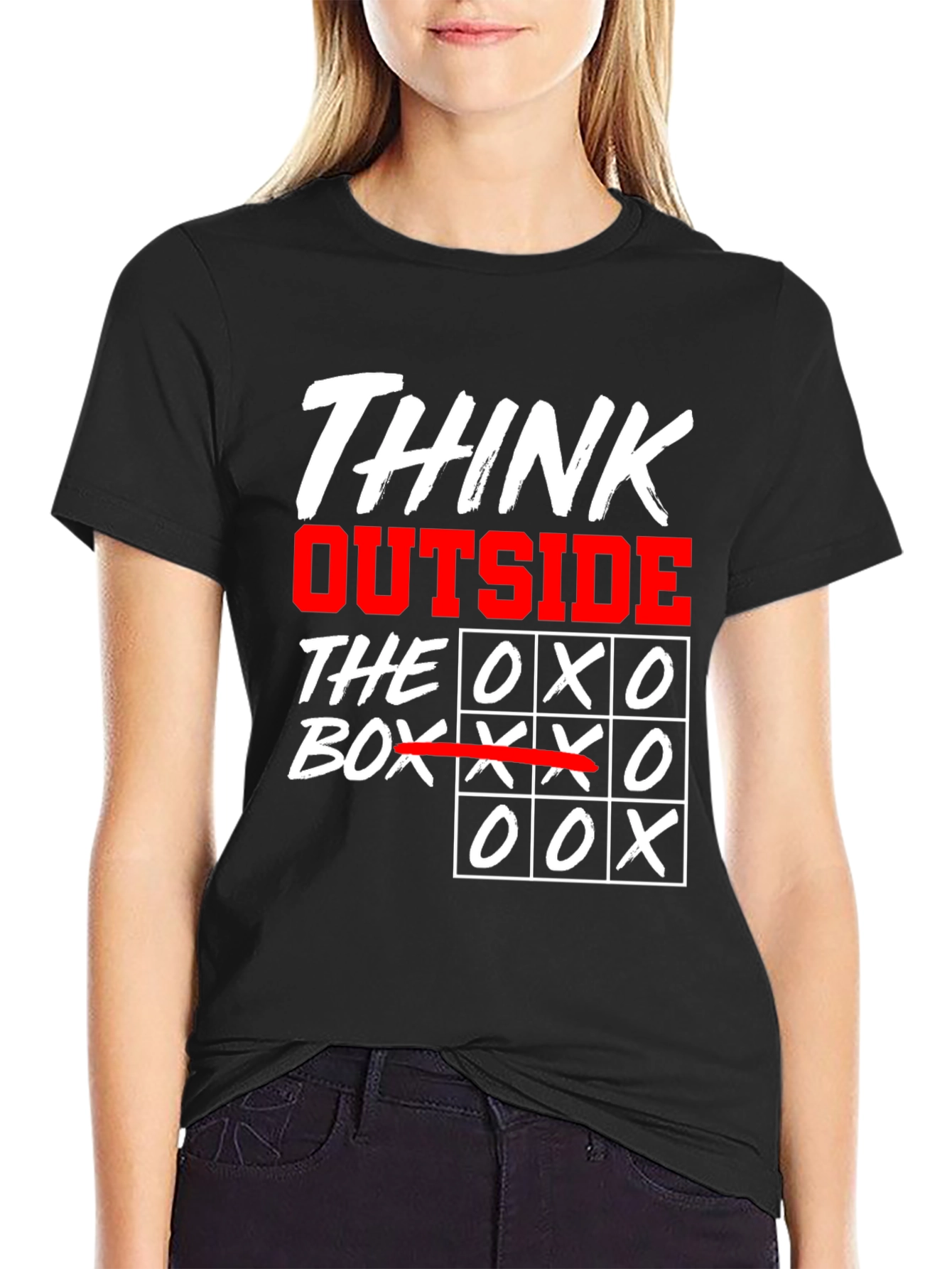 Think Outside the Box T-Shirt - Tic-Tac-Toe Design