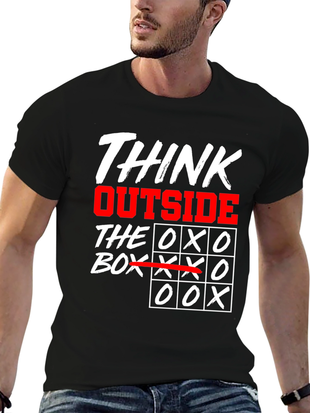 Think Outside the Box T-Shirt - Tic-Tac-Toe Design