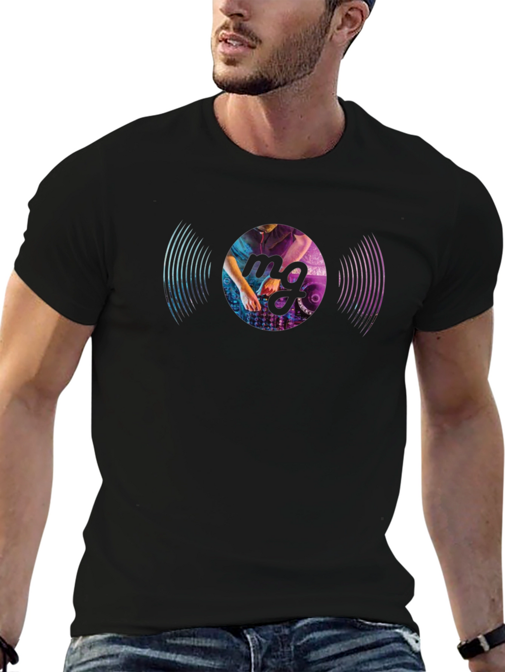DJ Vinyl Record Graphic Black T-Shirt