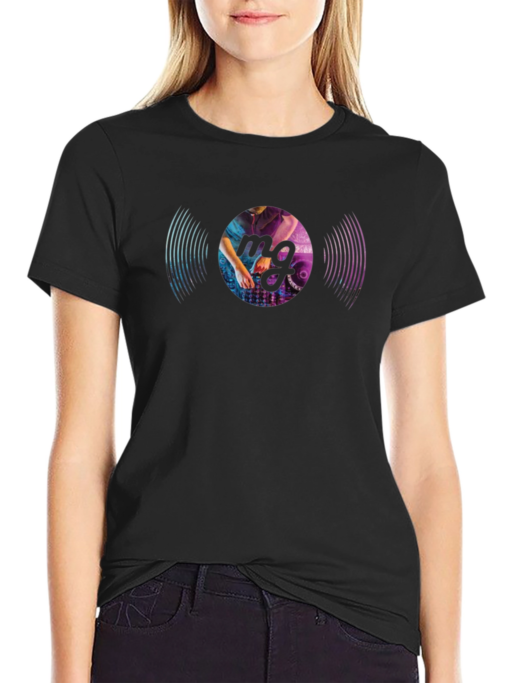 DJ Vinyl Record Graphic Black T-Shirt