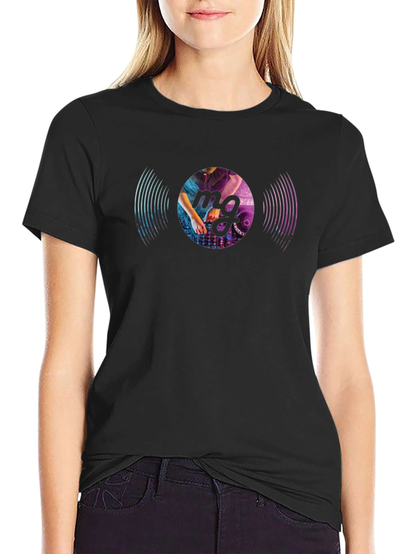DJ Vinyl Record Graphic Black T-Shirt