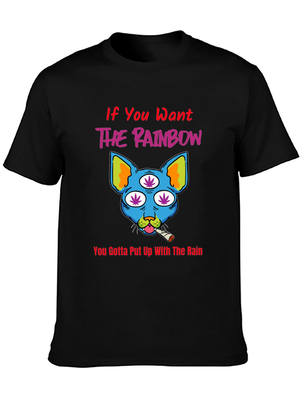 Rainbow Weed Cat Graphic T-Shirt