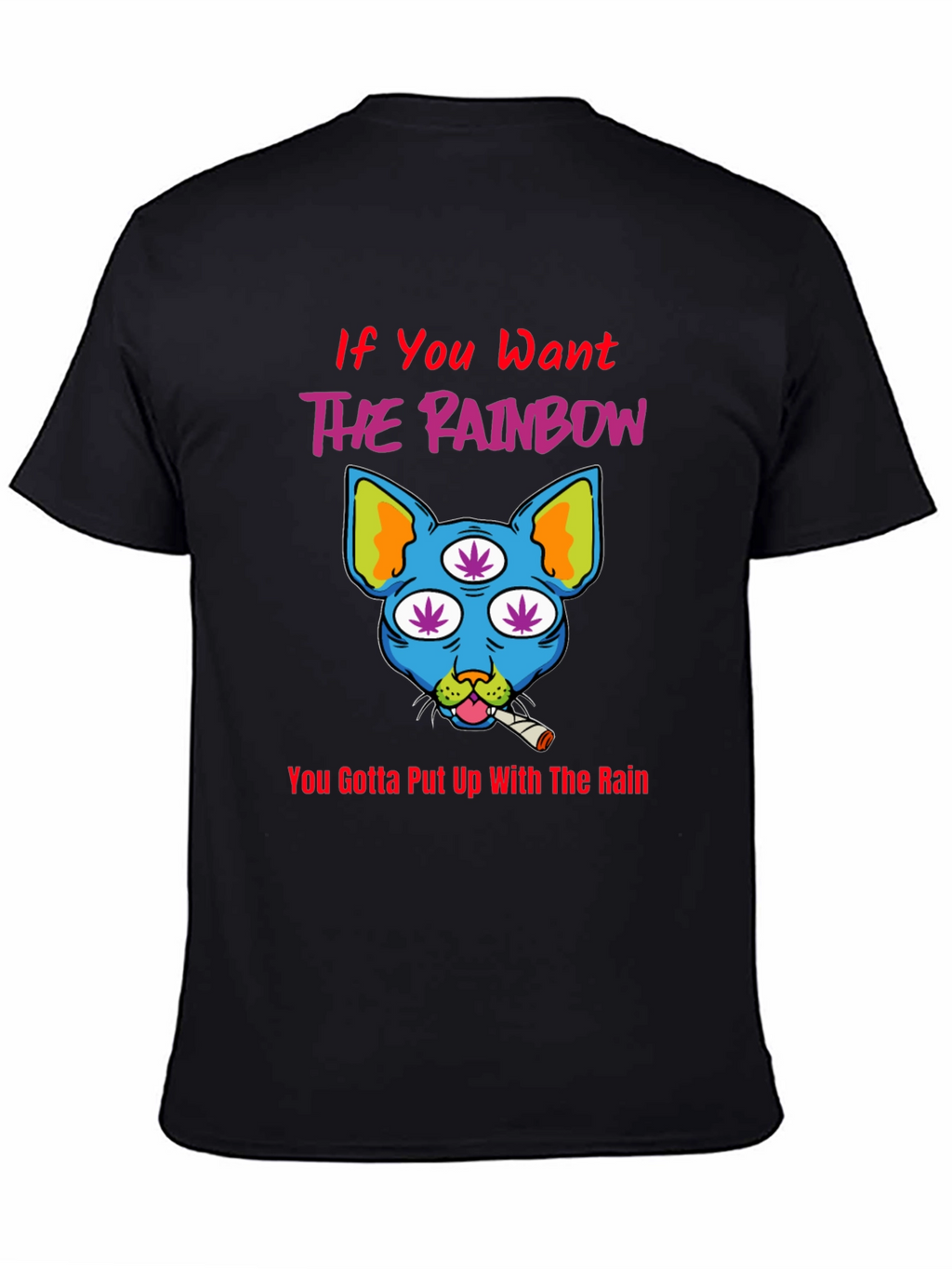 Rainbow Weed Cat Graphic T-Shirt