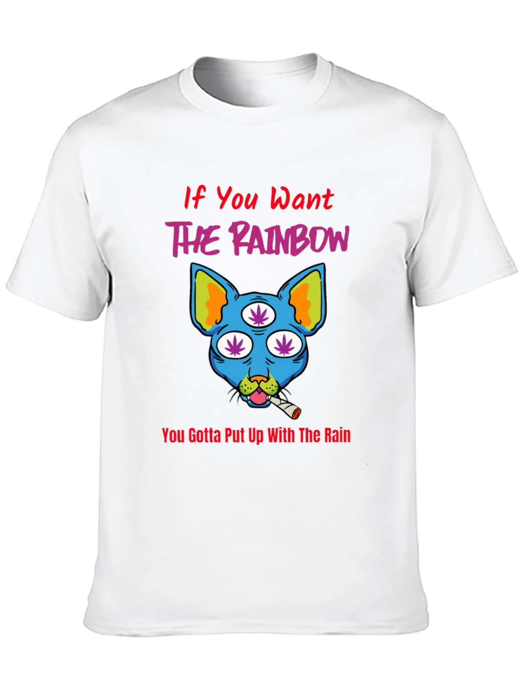 Rainbow Weed Cat Graphic T-Shirt