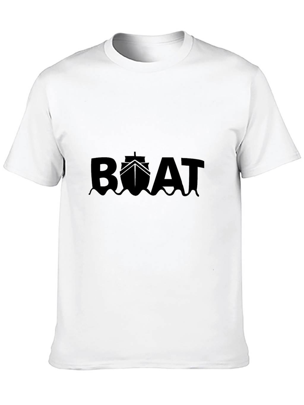 Boat Graphic Tee - Black Cotton T-Shirt