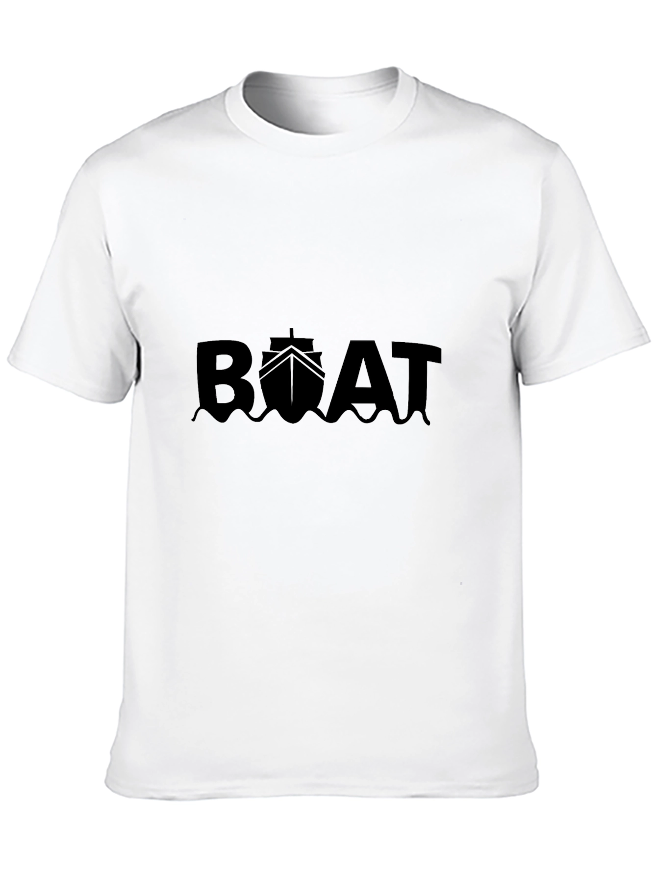 Boat Graphic Tee - Black Cotton T-Shirt