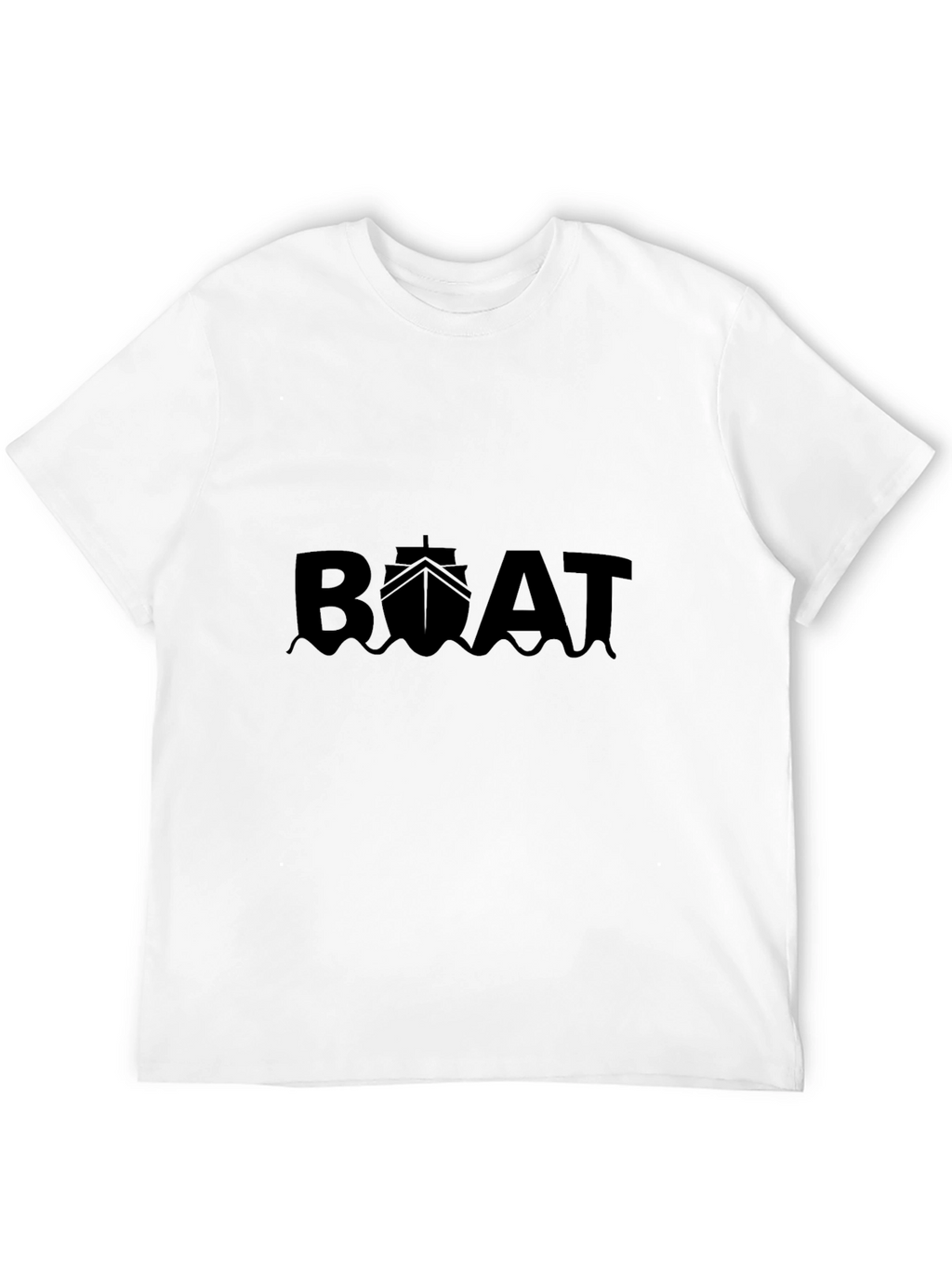 Boat Graphic Tee - Black Cotton T-Shirt