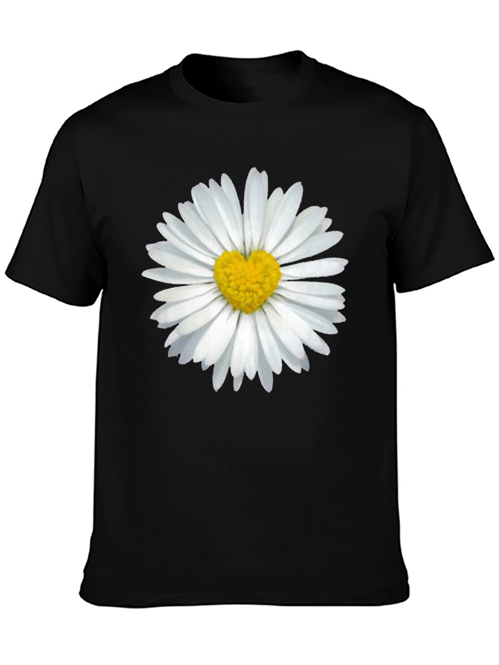 Daisy Heart T-Shirt - Black Casual Tee