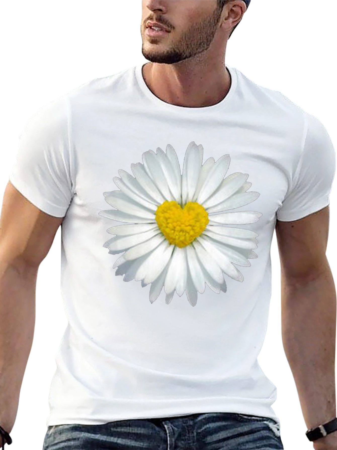 Daisy Heart T-Shirt - Black Casual Tee