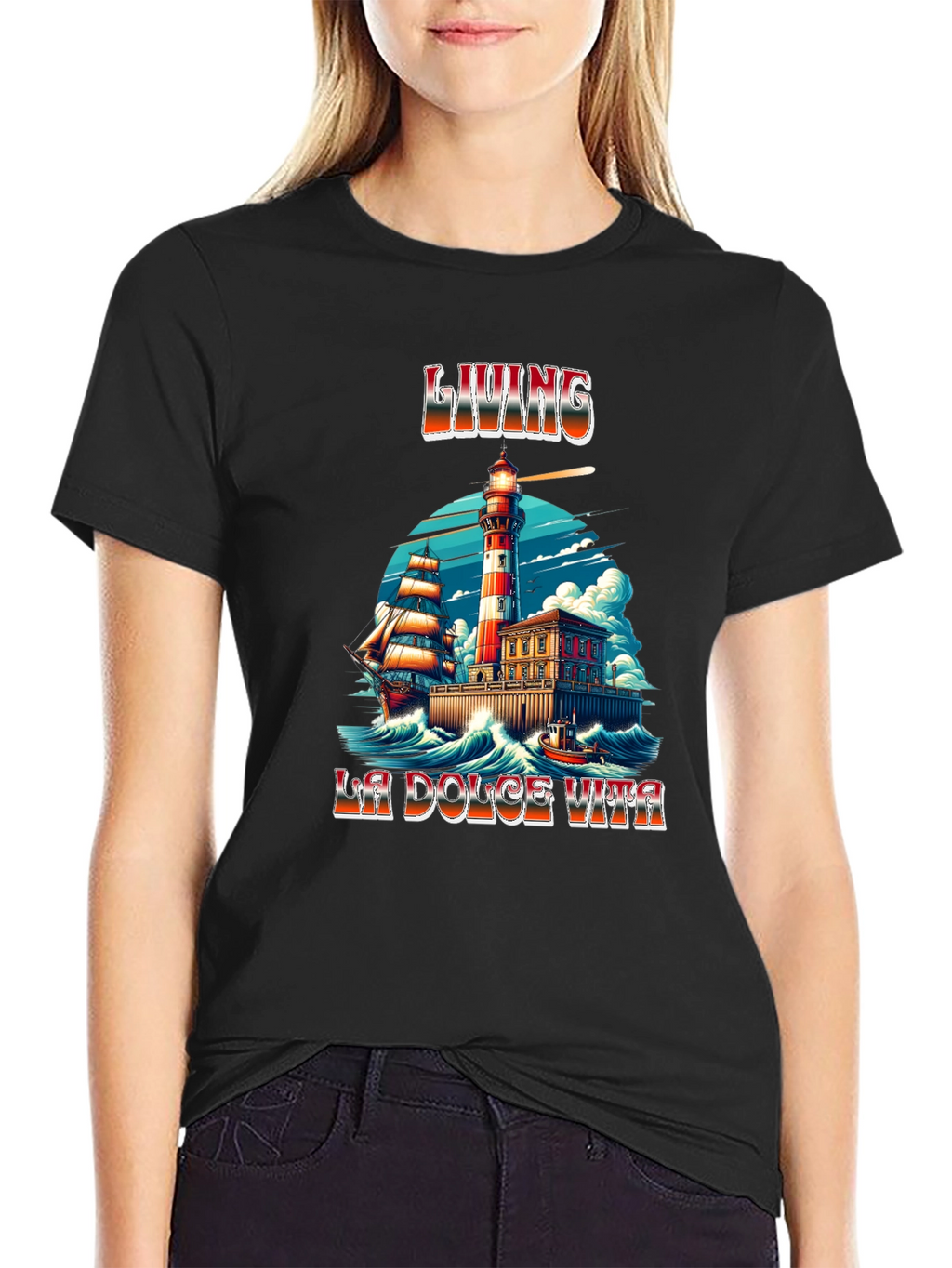 La Dolce Vita Living Lighthouse Graphic Tee
