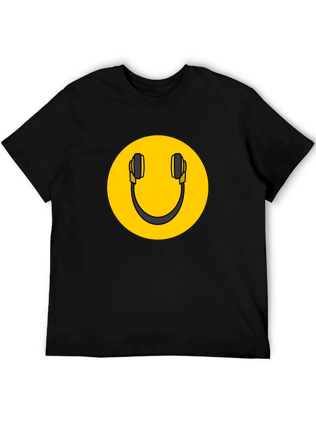 Smiley DJ Headphones Graphic Tee - Black