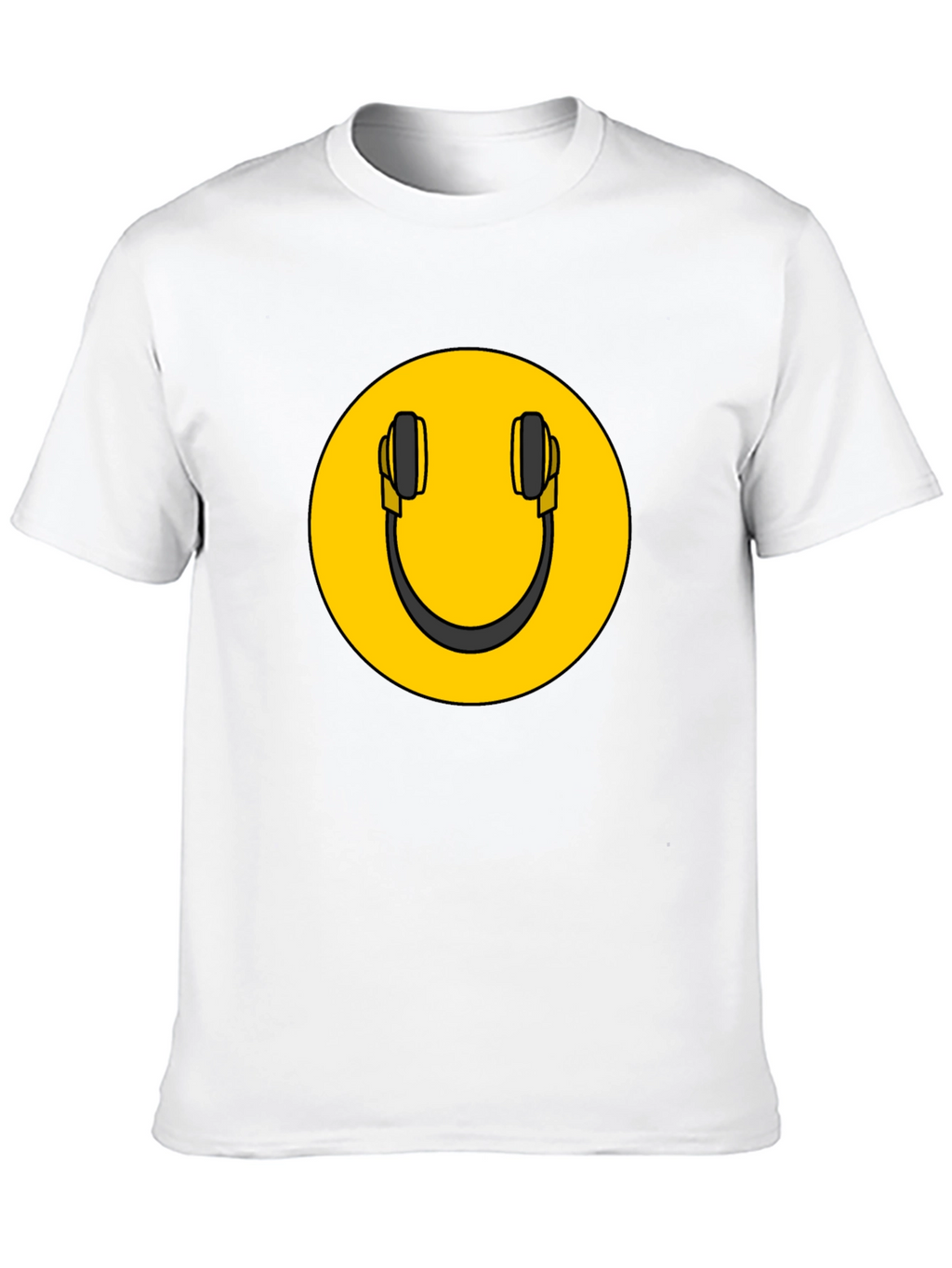Smiley DJ Headphones Graphic Tee - Black