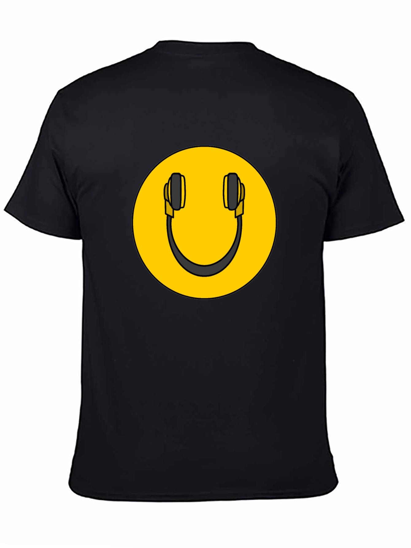 Smiley DJ Headphones Graphic Tee - Black