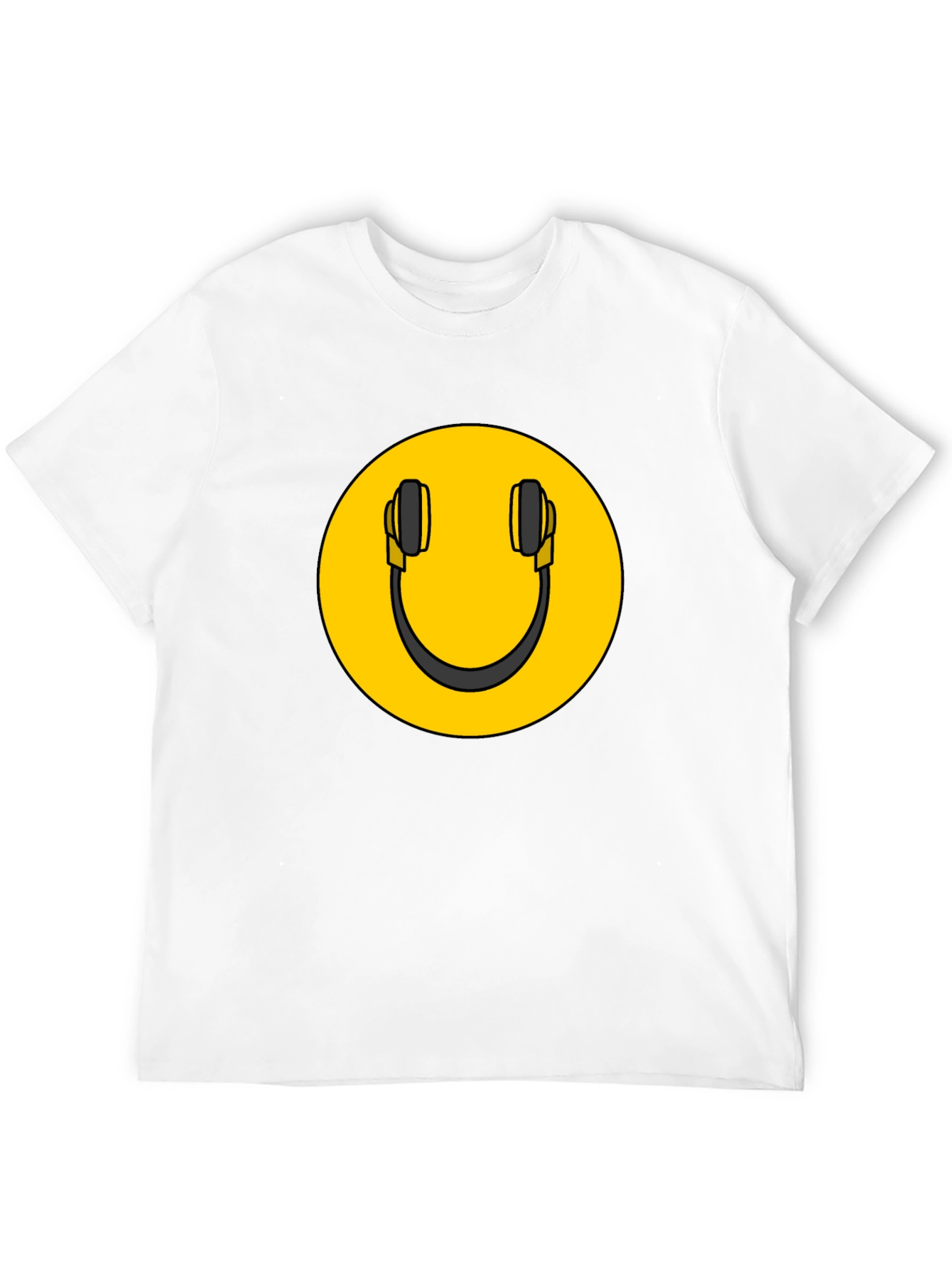 Smiley DJ Headphones Graphic Tee - Black