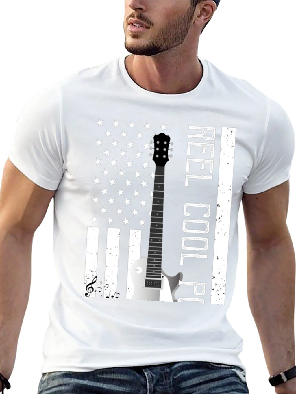 Reel Cool Player Guitar Flag T-Shirt