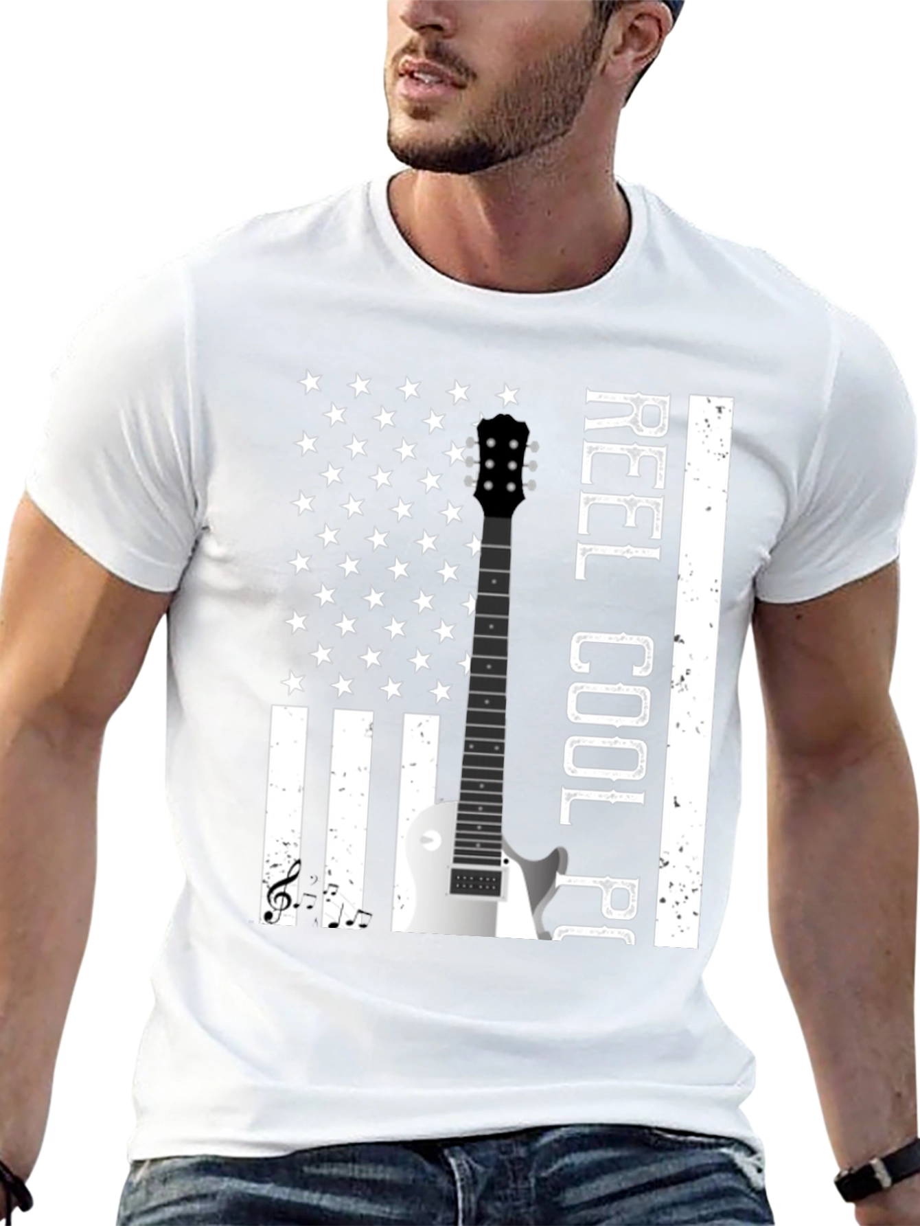 Reel Cool Player Guitar Flag T-Shirt