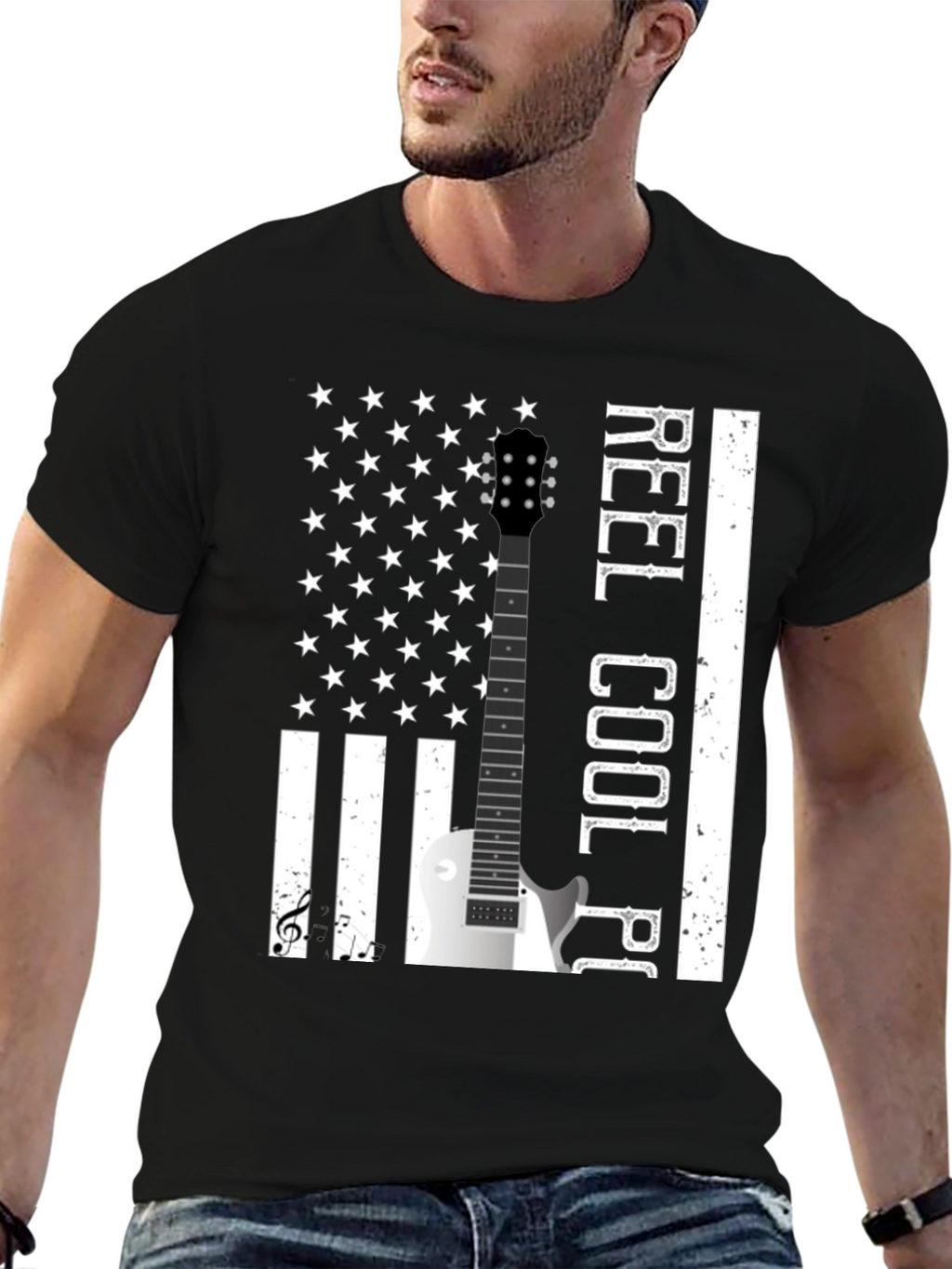 Reel Cool Player Guitar Flag T-Shirt