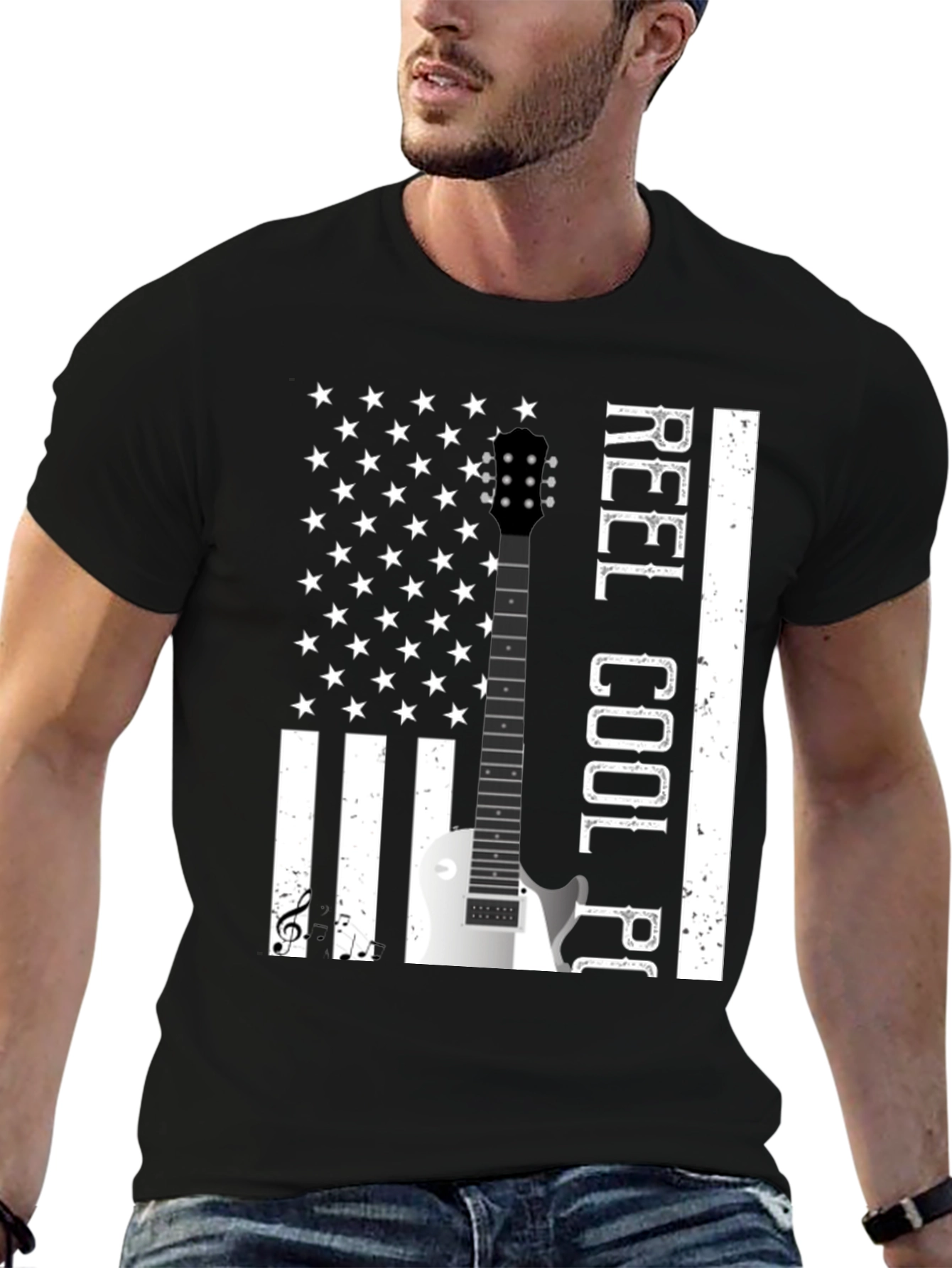 Reel Cool Player Guitar Flag T-Shirt