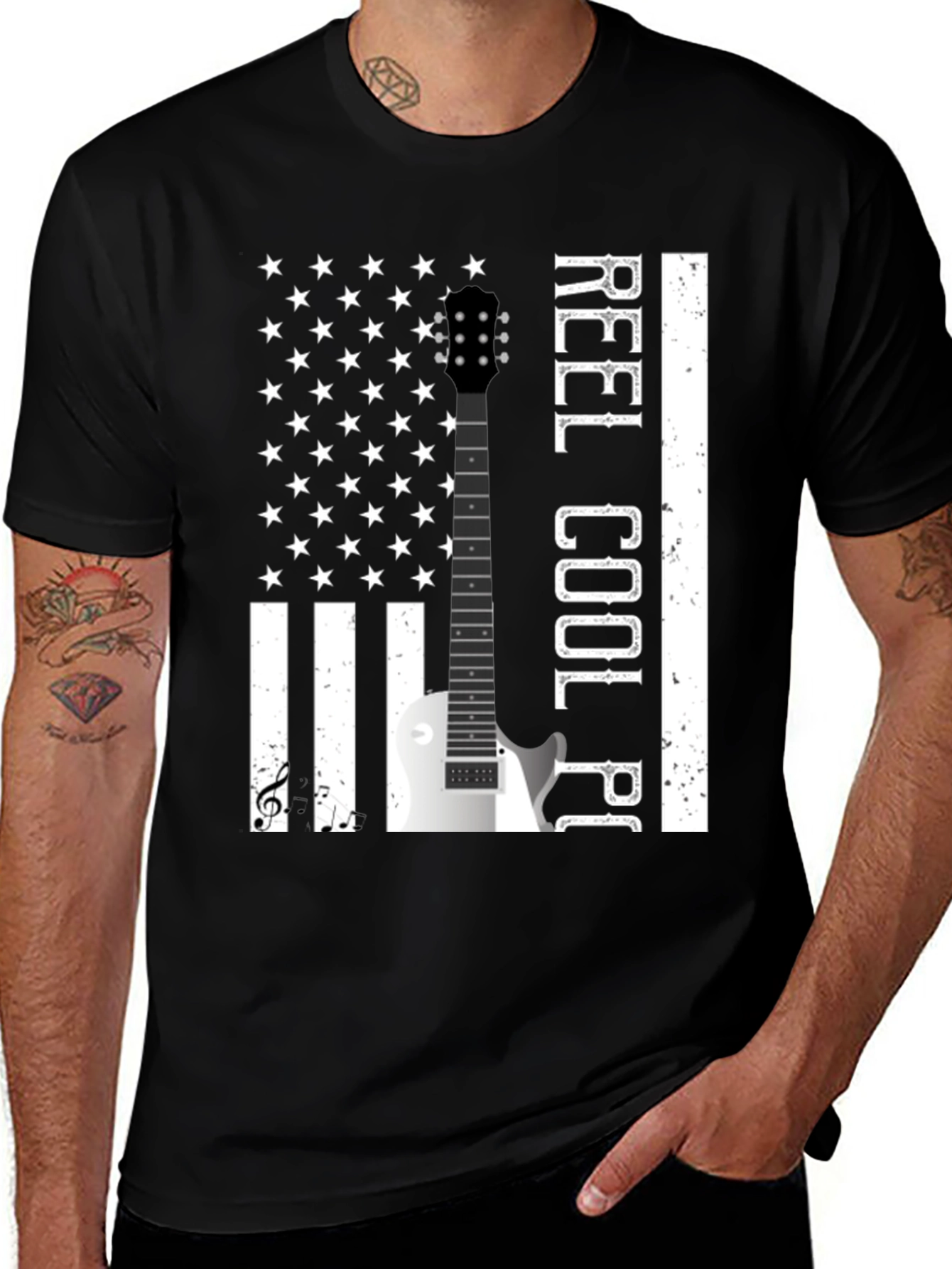 Reel Cool Player Guitar Flag T-Shirt