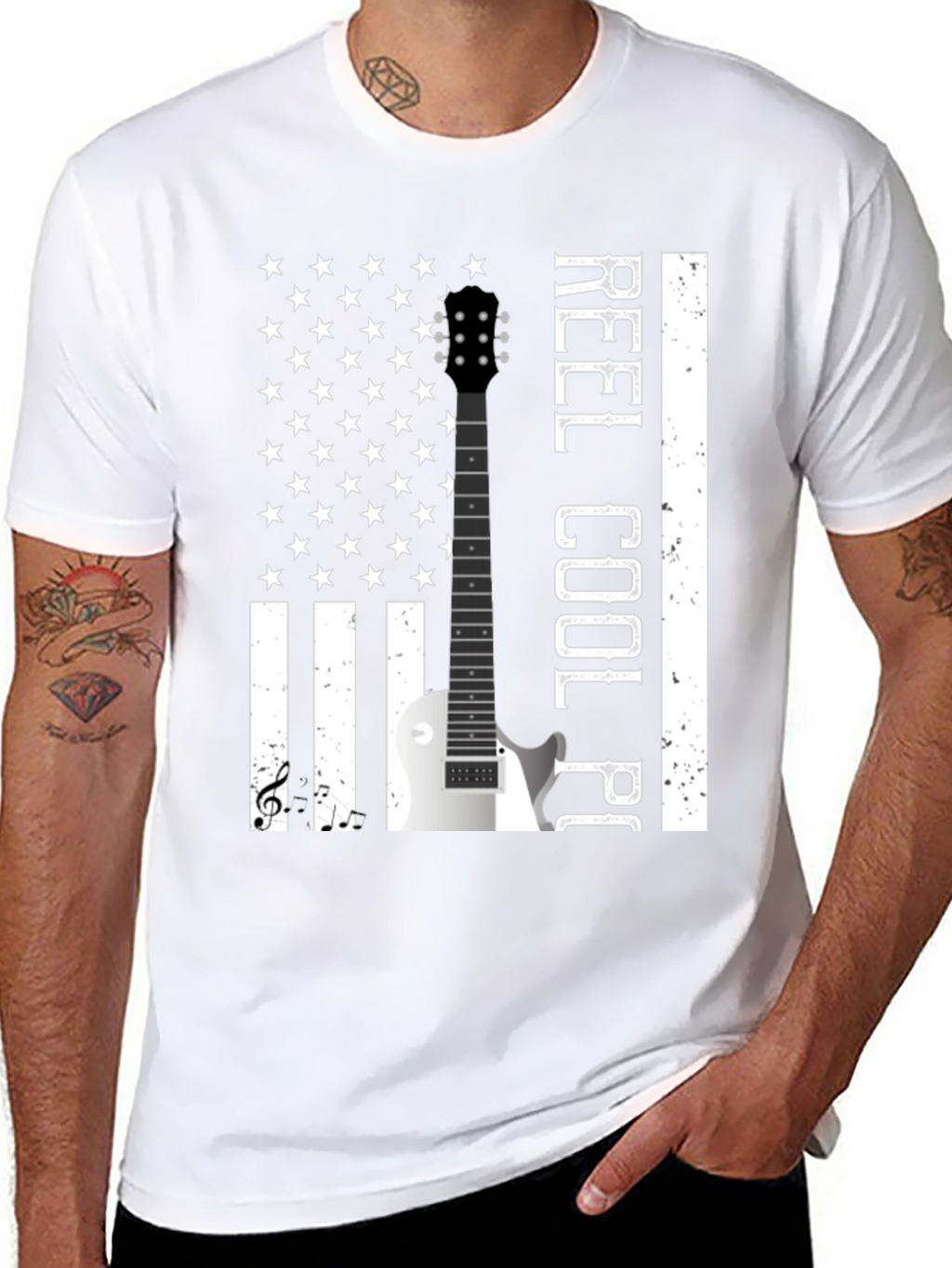 Reel Cool Player Guitar Flag T-Shirt