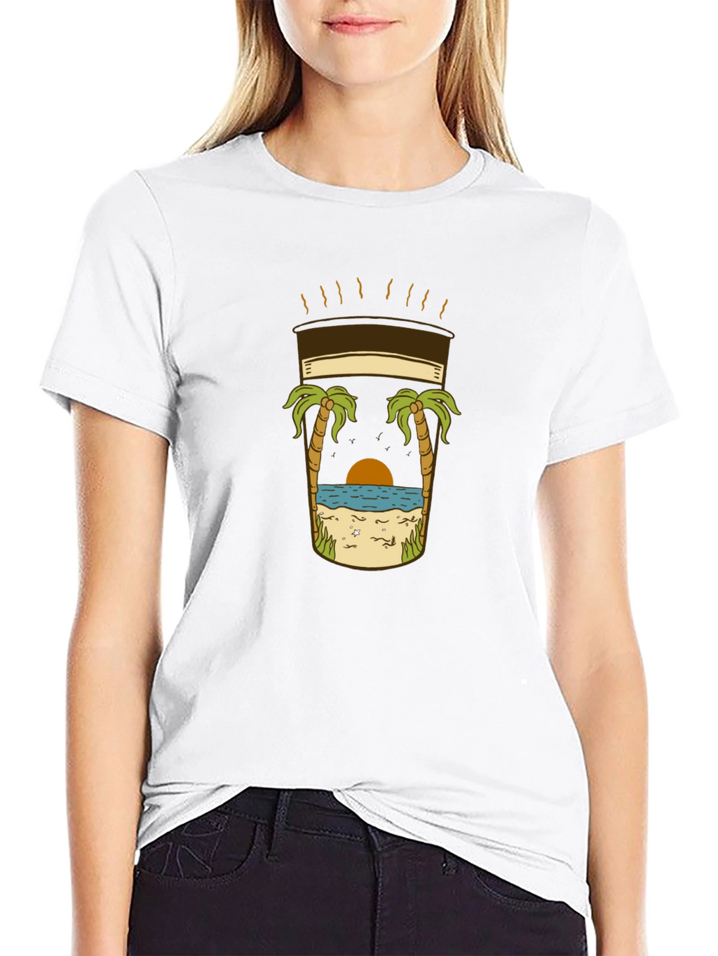 Beach Coffee T-Shirt - Relaxed Coastal Vibes