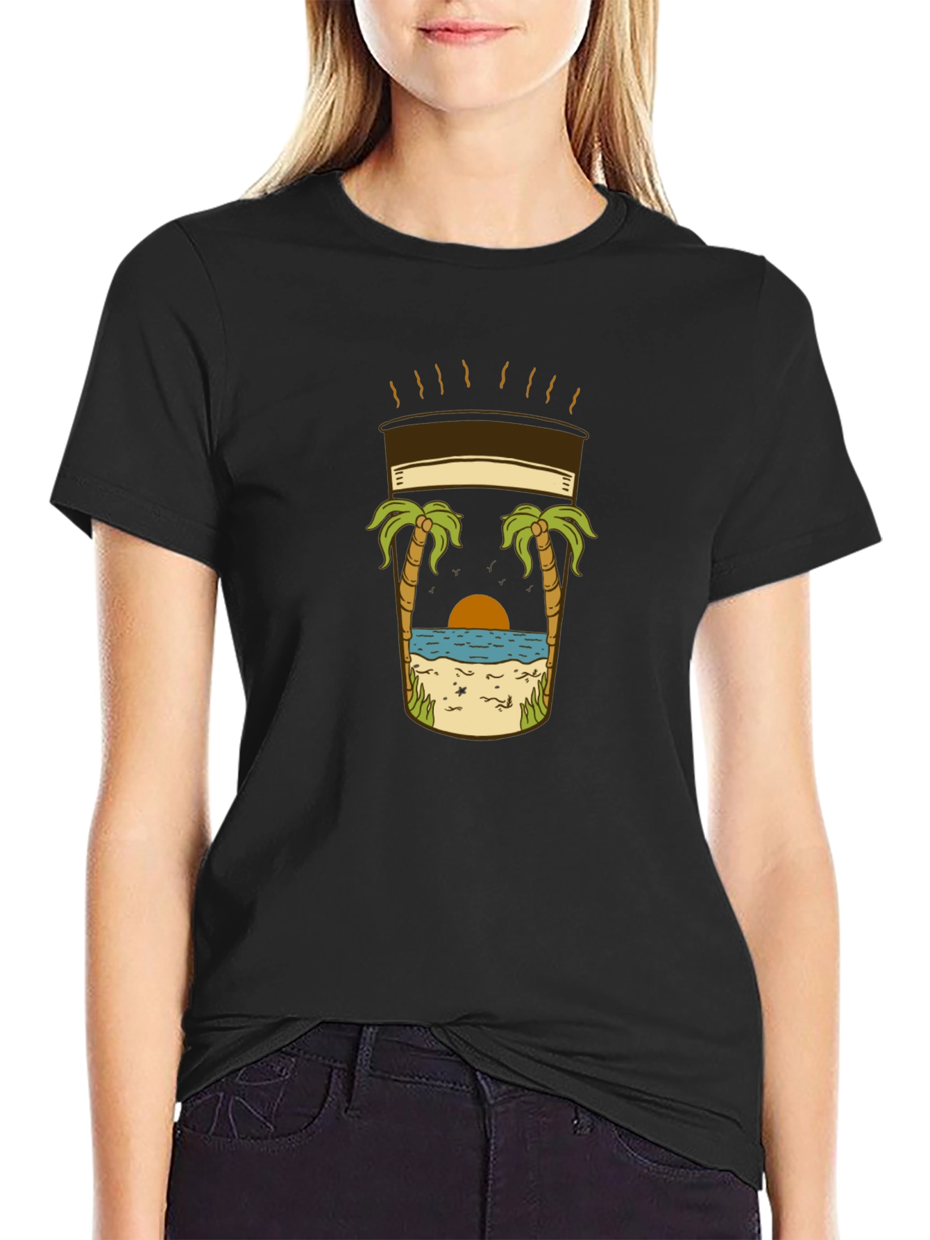 Beach Coffee T-Shirt - Relaxed Coastal Vibes