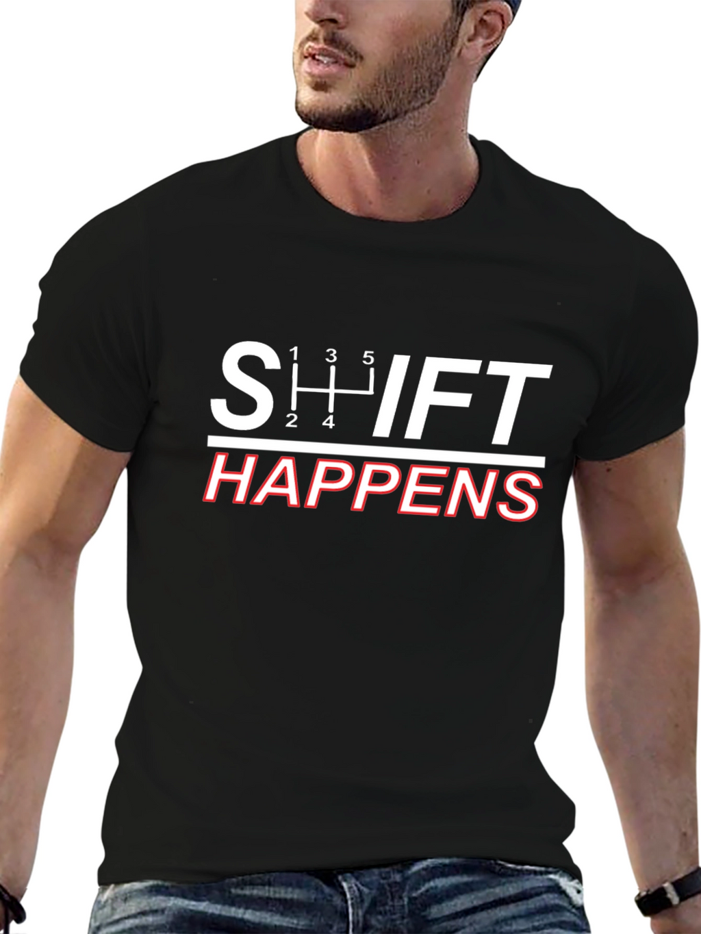 Shift Happens Black Graphic Tee - Gearhead Humor