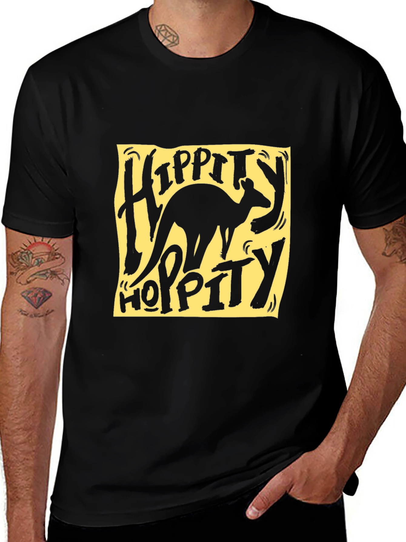 Hippity Hoppity Kangaroo Graphic Tee - Black