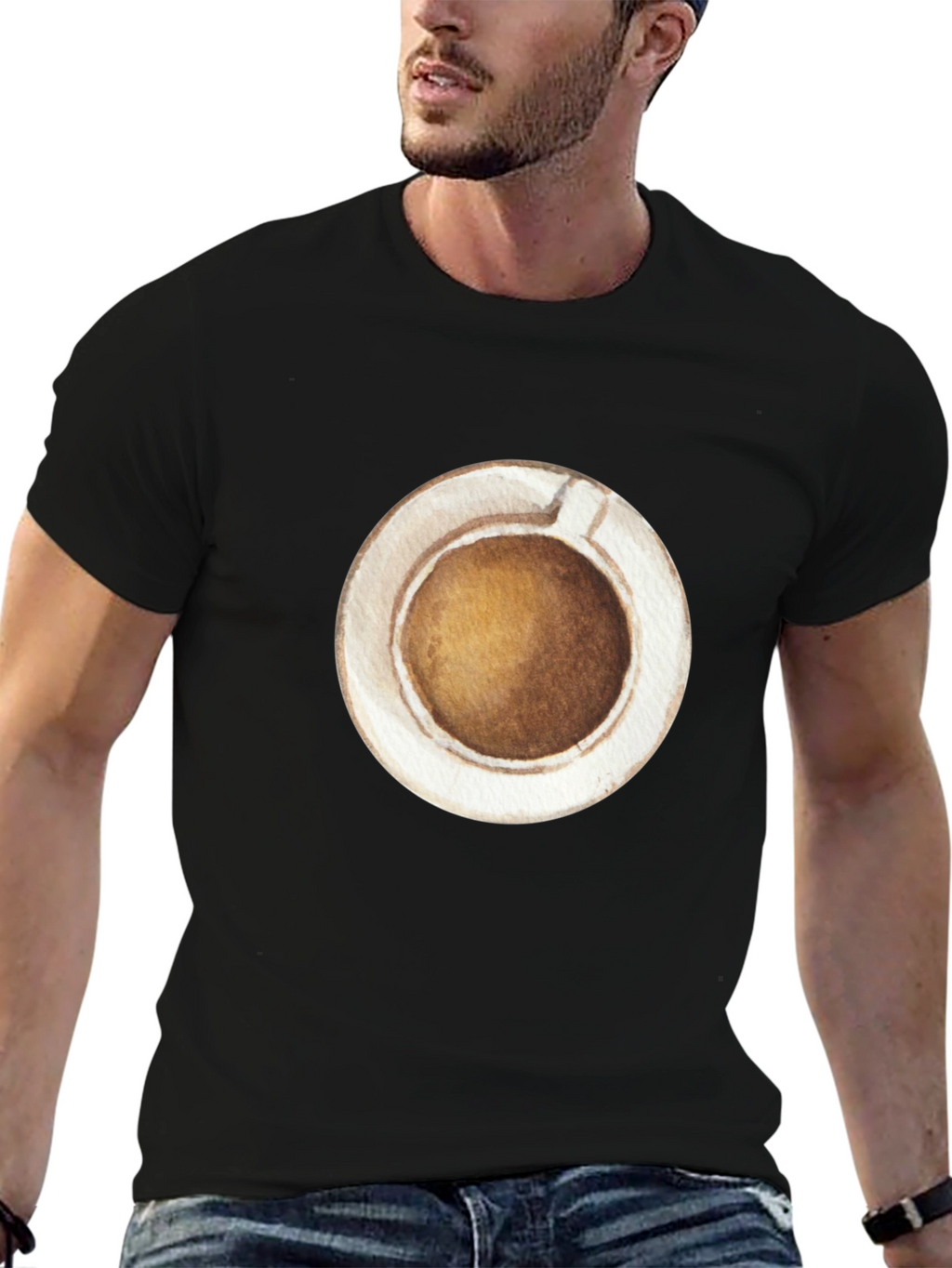 Coffee Cup Graphic Tee - Casual Black T-Shirt
