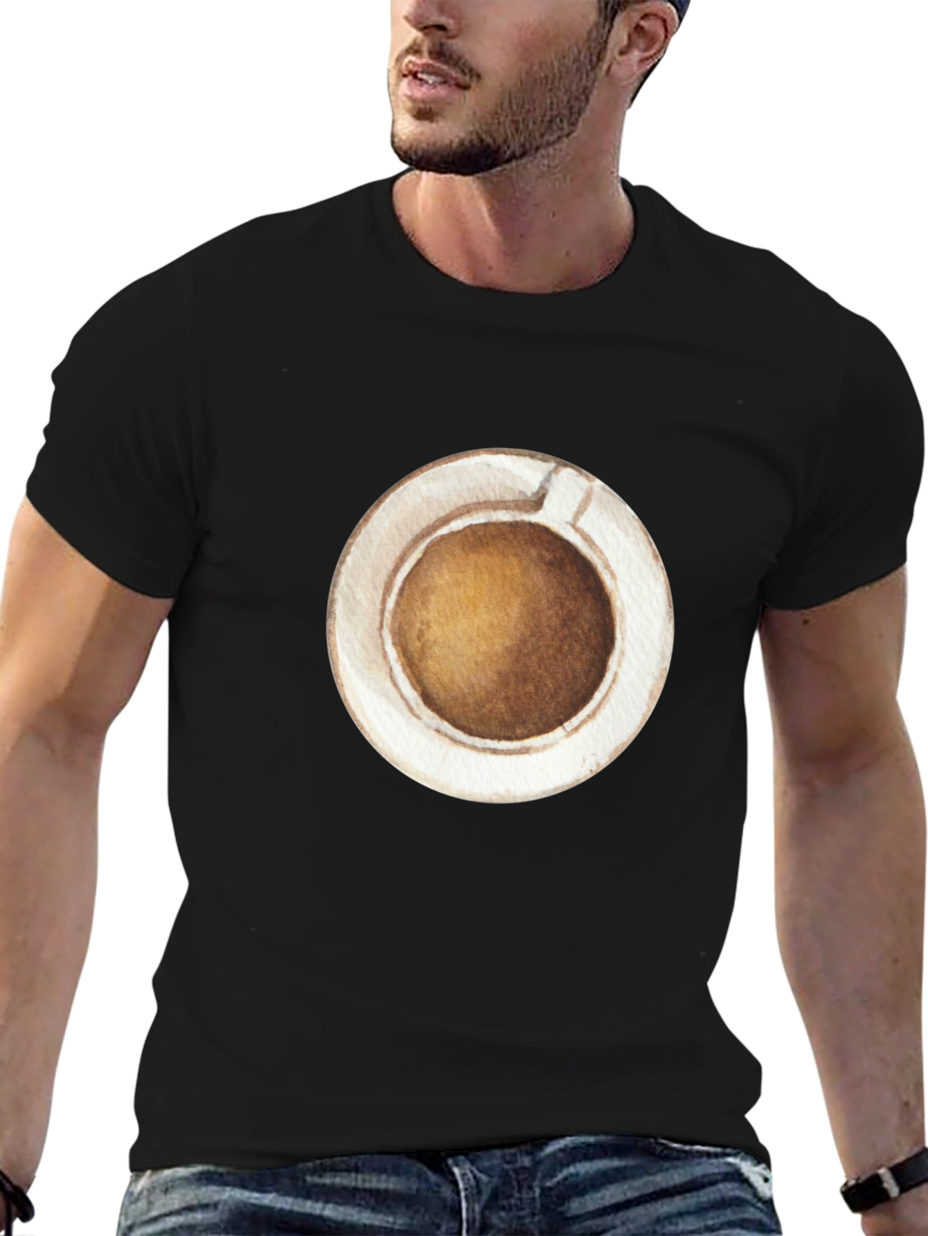 Coffee Cup Graphic Tee - Casual Black T-Shirt