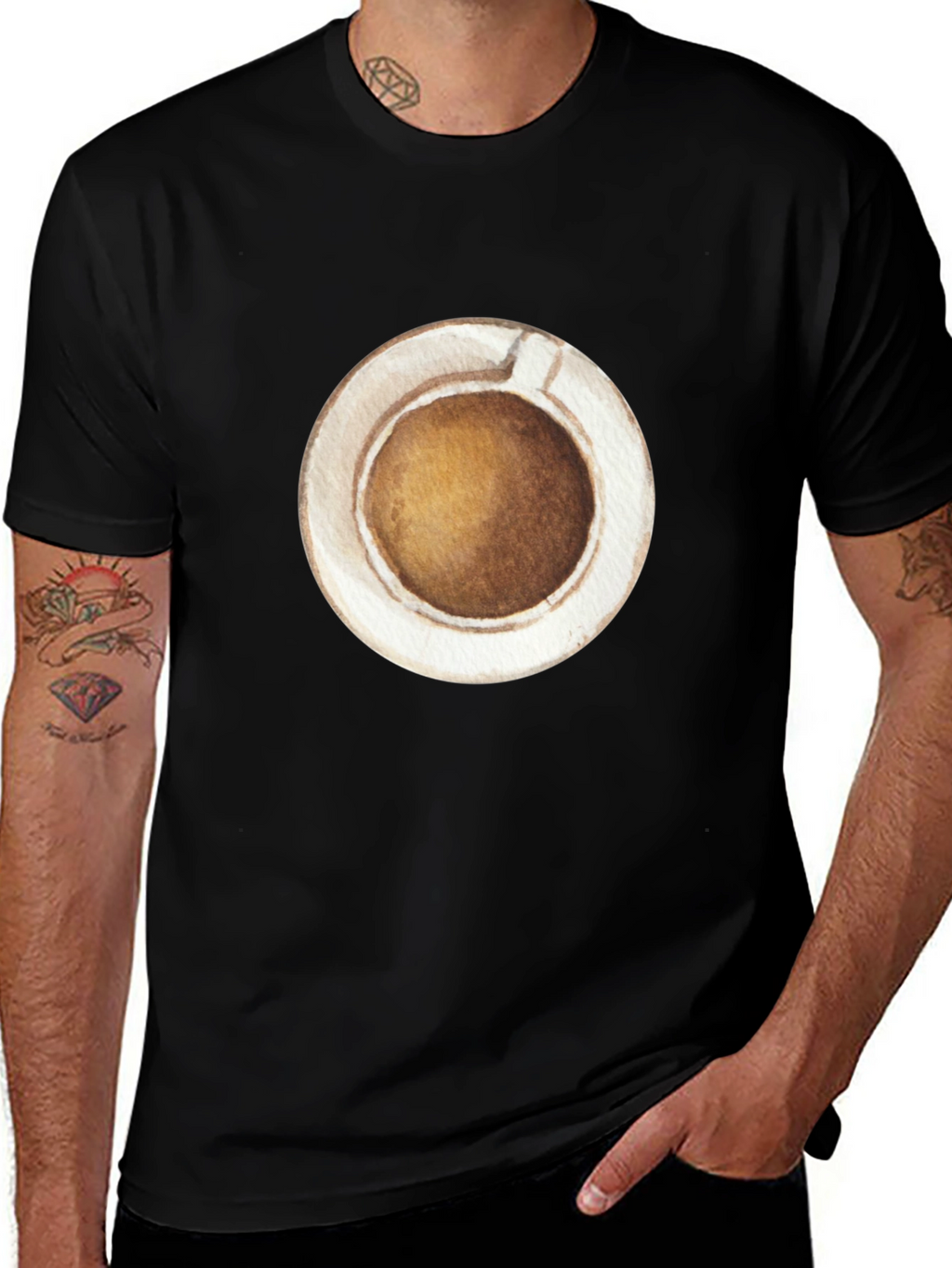 Coffee Cup Graphic Tee - Casual Black T-Shirt