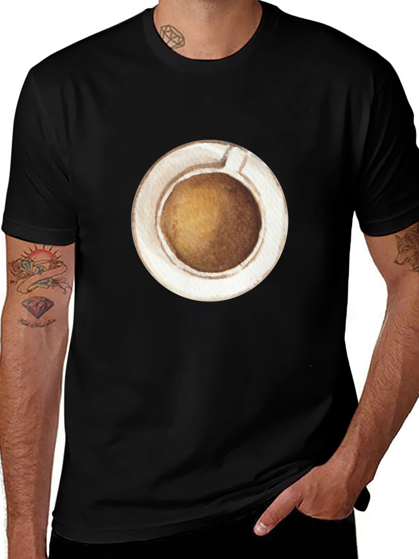 Coffee Cup Graphic Tee - Casual Black T-Shirt