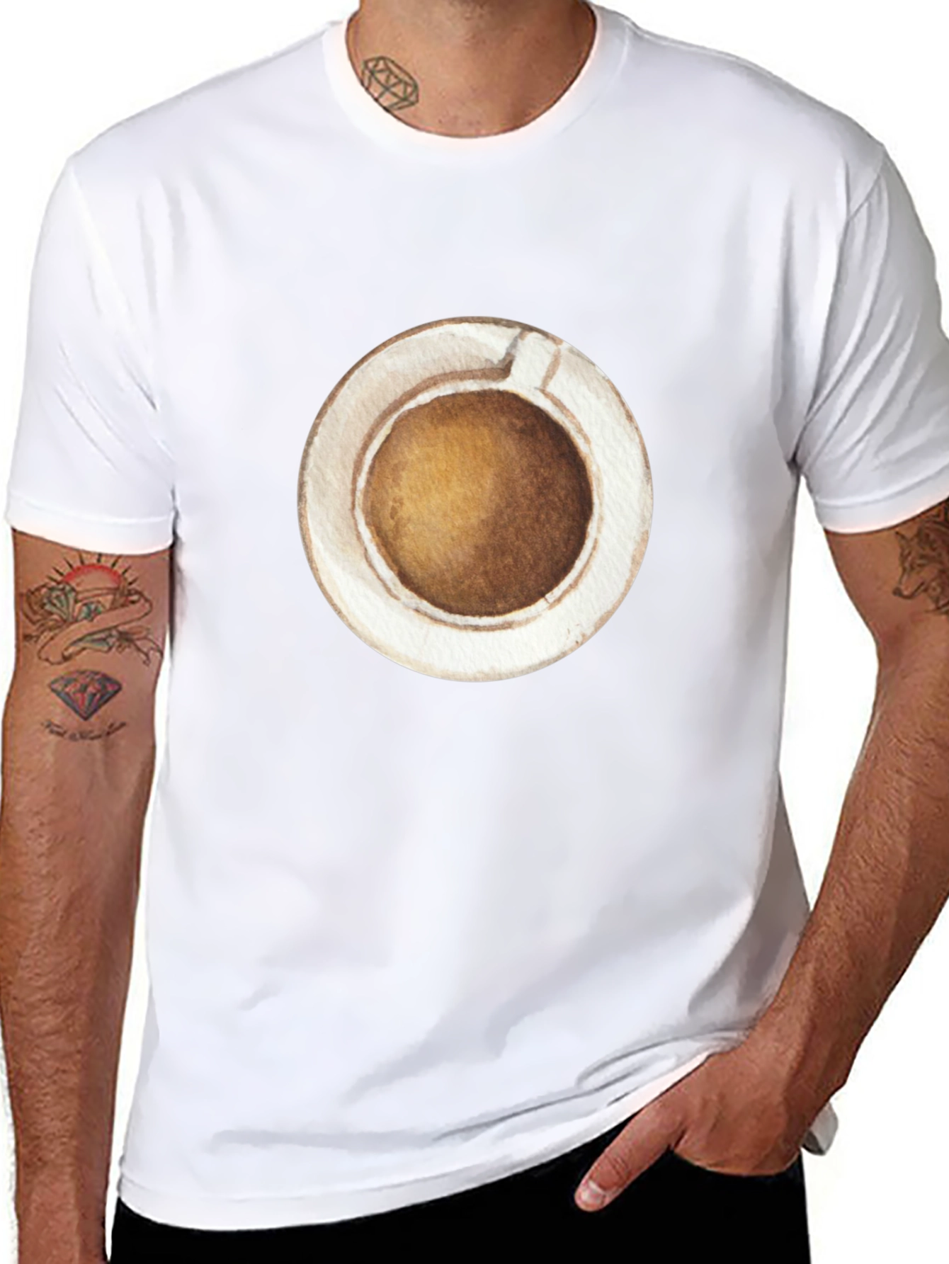 Coffee Cup Graphic Tee - Casual Black T-Shirt