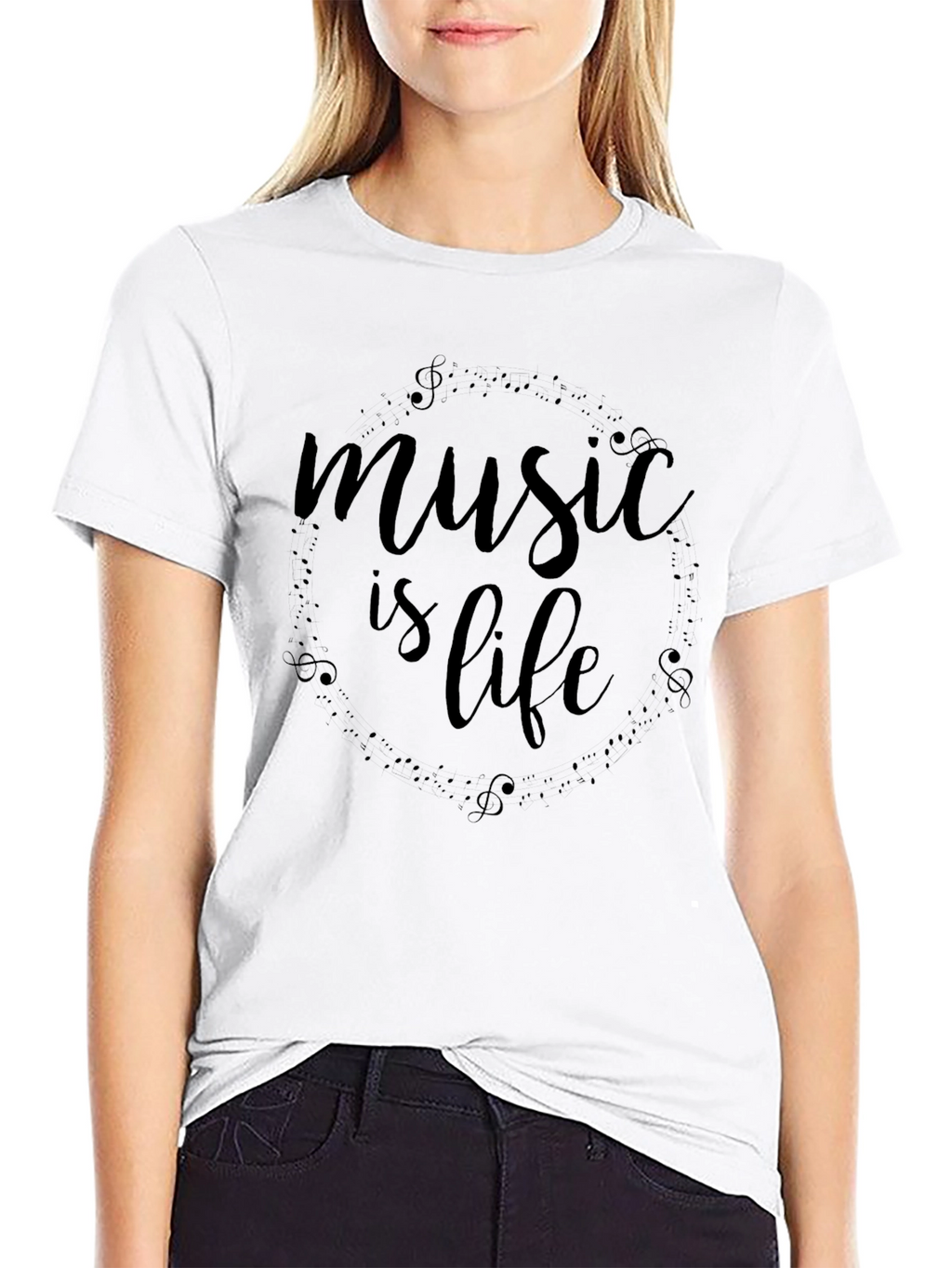 Music is Life Black Graphic T-Shirt