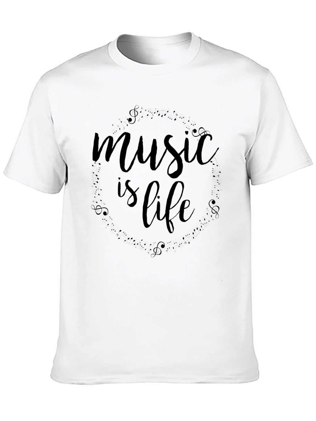 Music is Life Black Graphic T-Shirt