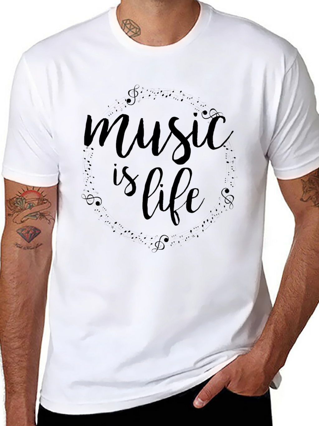 Music is Life Black Graphic T-Shirt