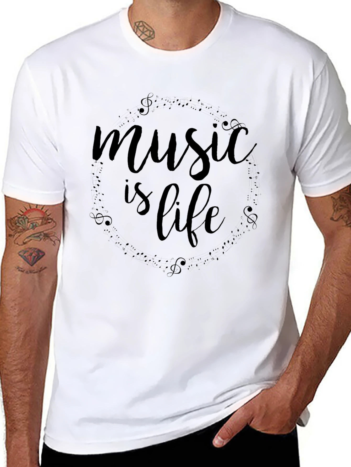 Music is Life Black Graphic T-Shirt