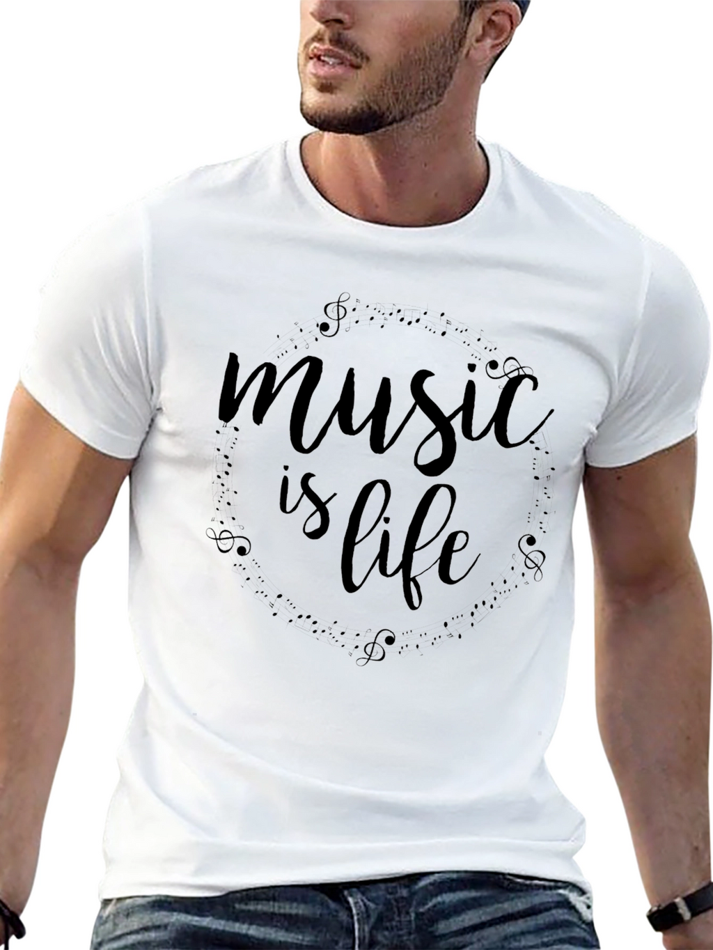Music is Life Black Graphic T-Shirt