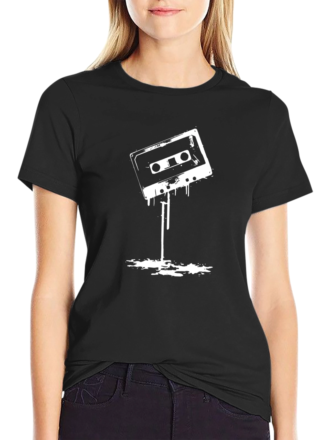 Retro Cassette Tape Graphic T-Shirt - Black