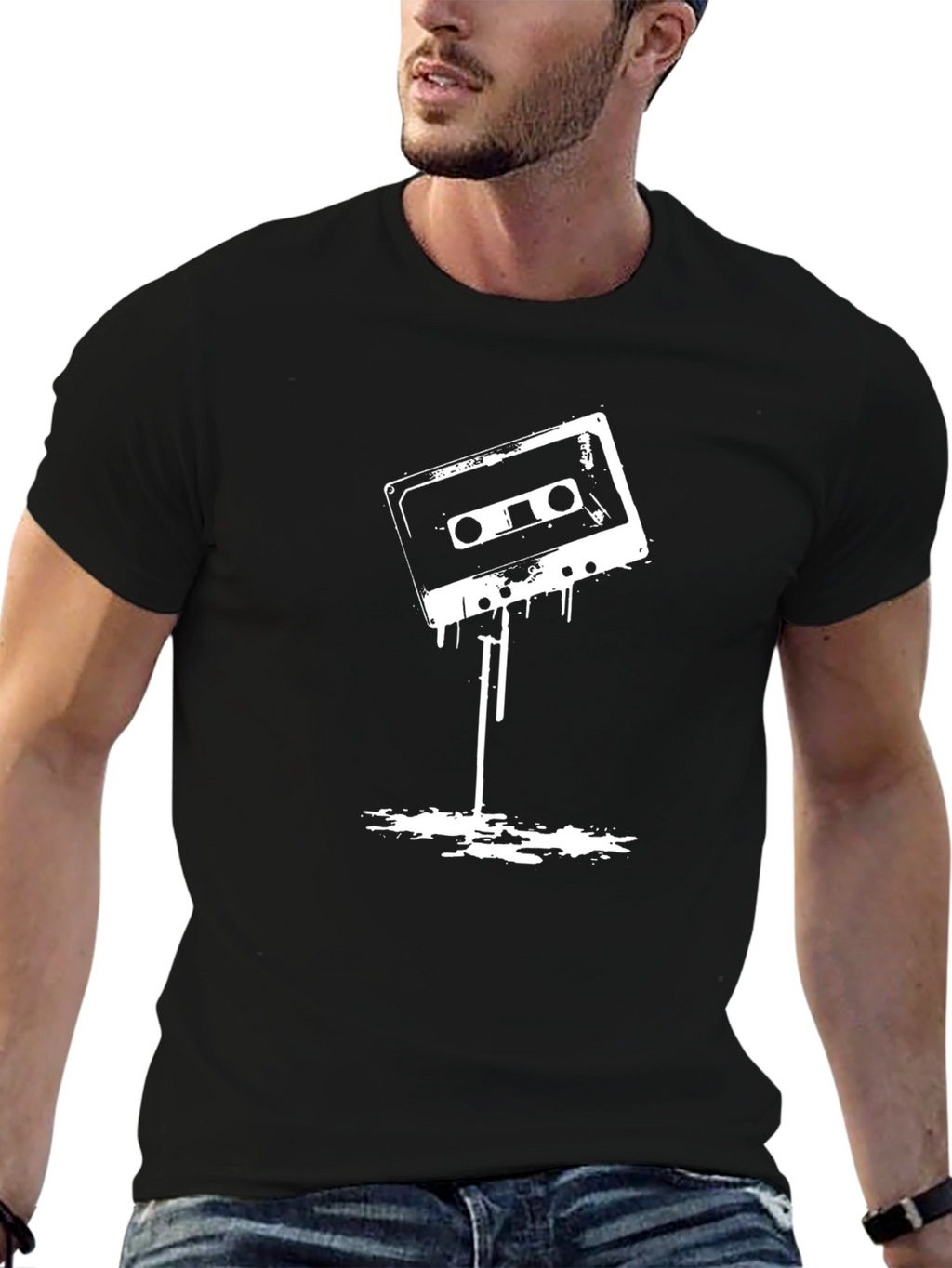 Retro Cassette Tape Graphic T-Shirt - Black