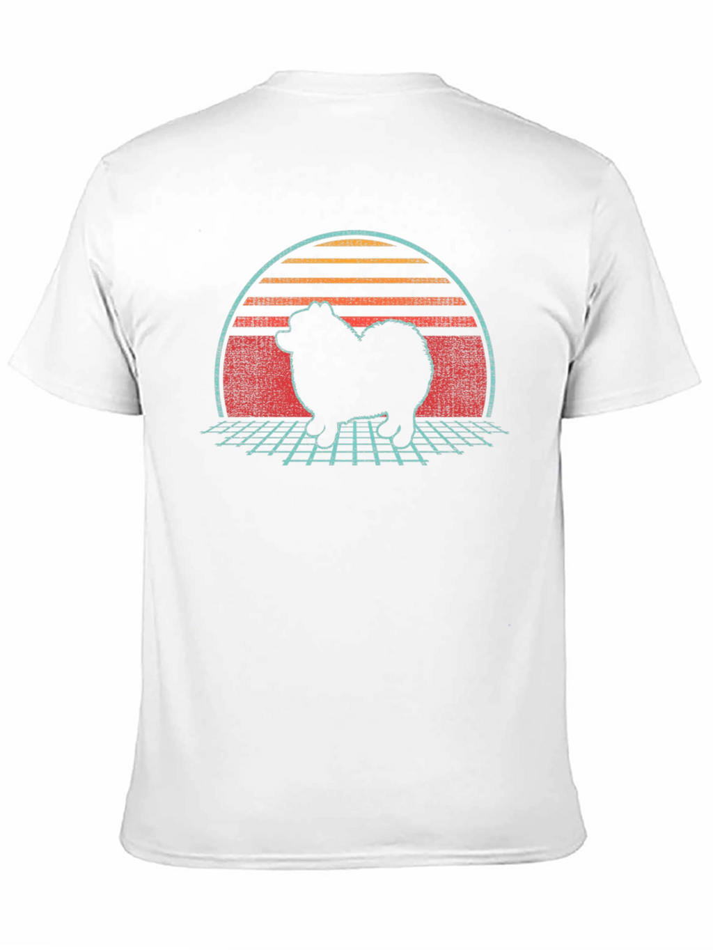 Retro Sunset Spitz Dog T-Shirt