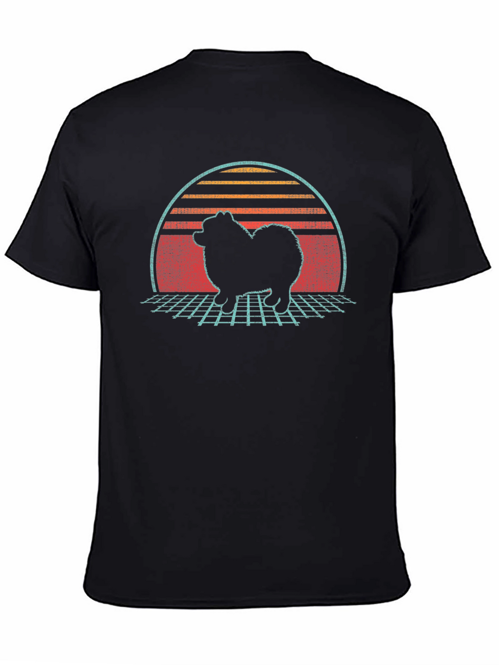 Retro Sunset Spitz Dog T-Shirt