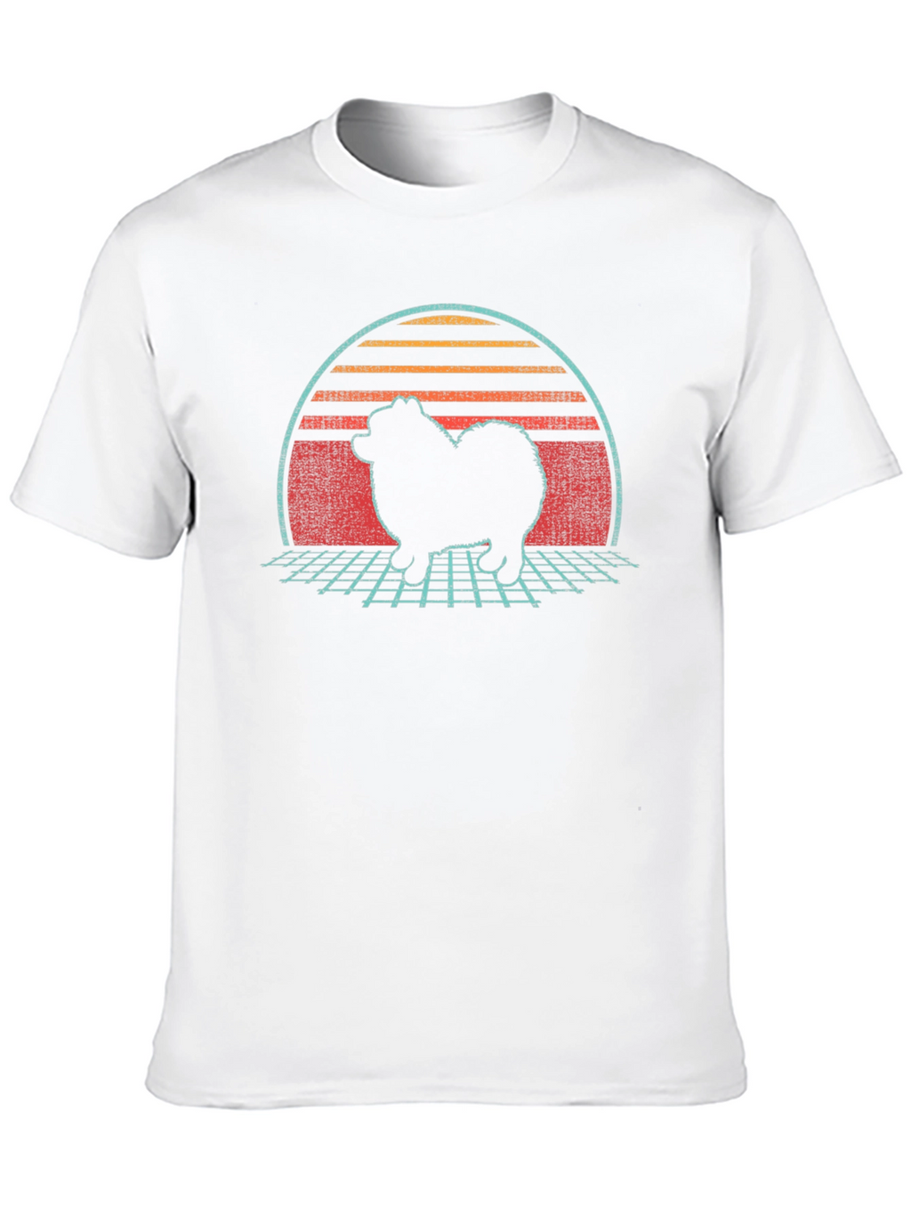 Retro Sunset Spitz Dog T-Shirt