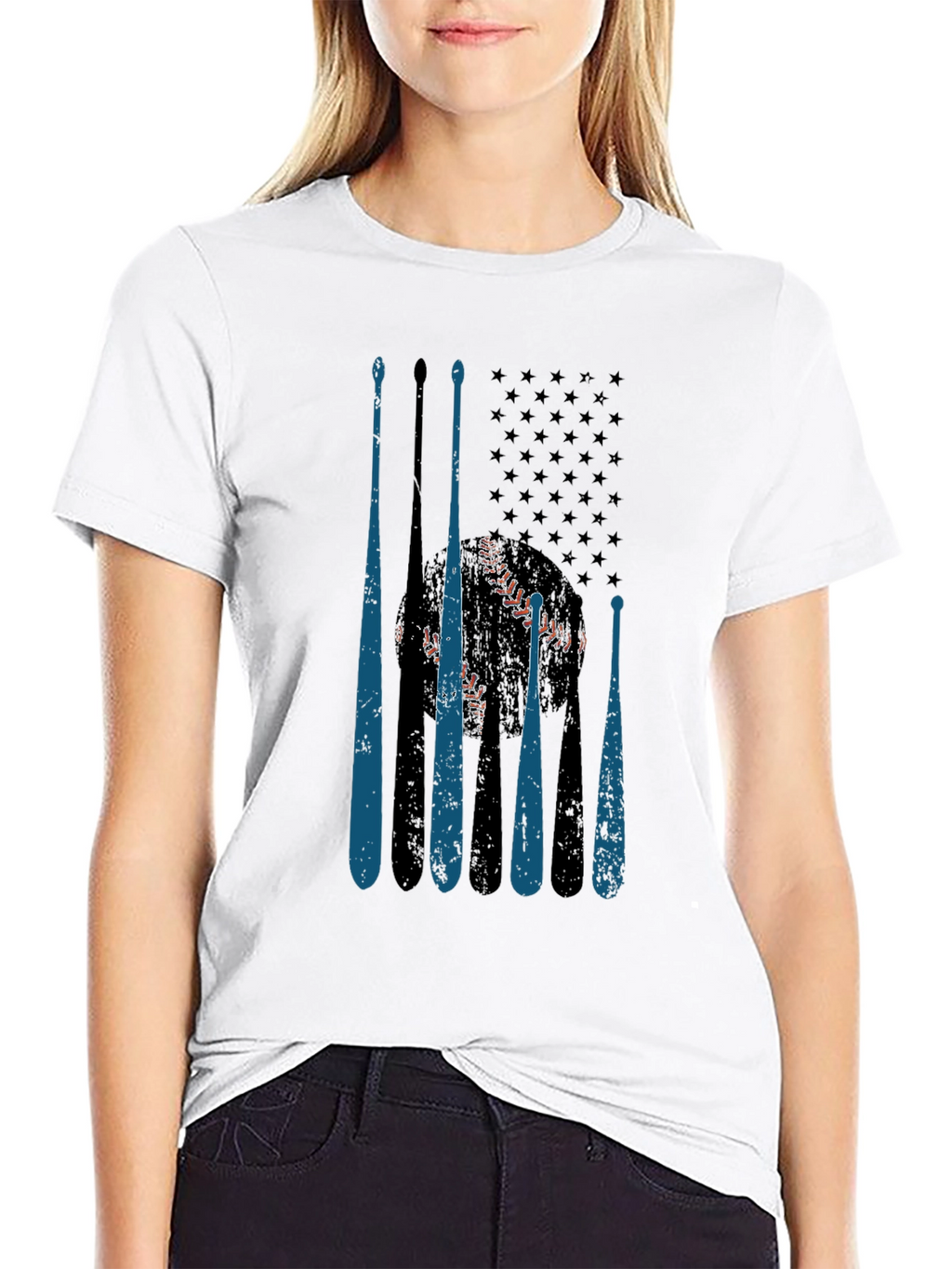 Baseball American Flag T-Shirt