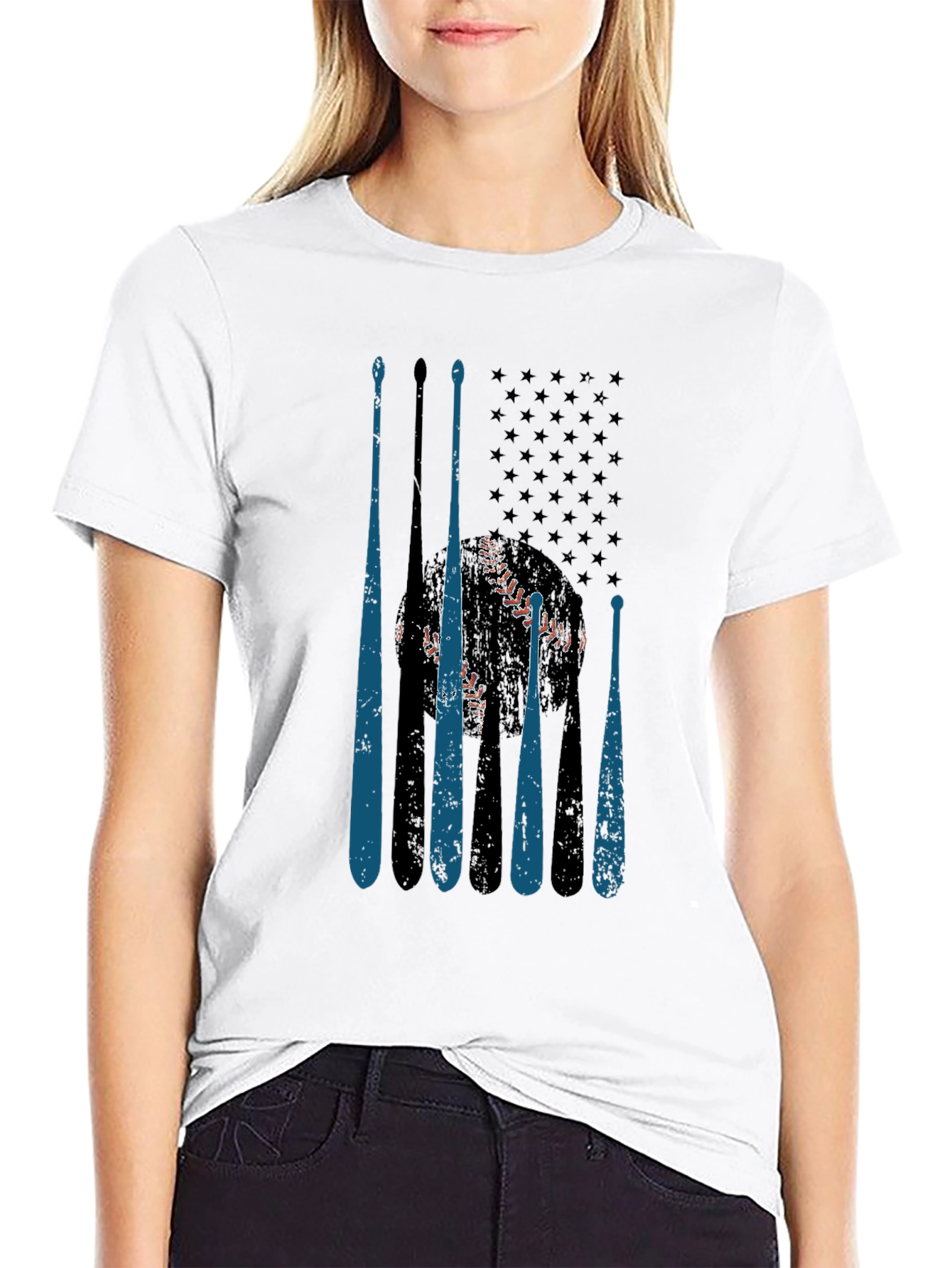 Baseball American Flag T-Shirt