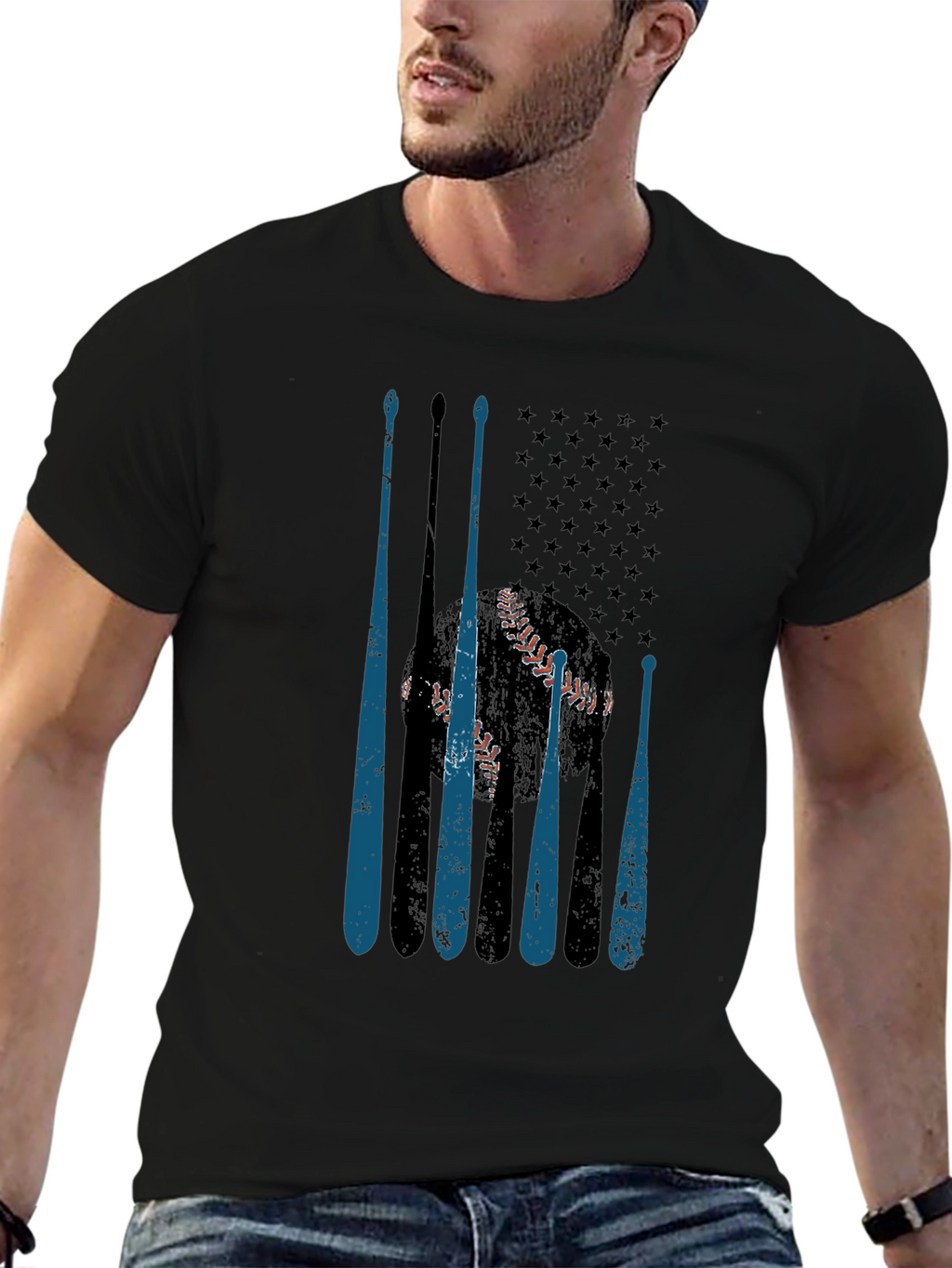 Baseball American Flag T-Shirt